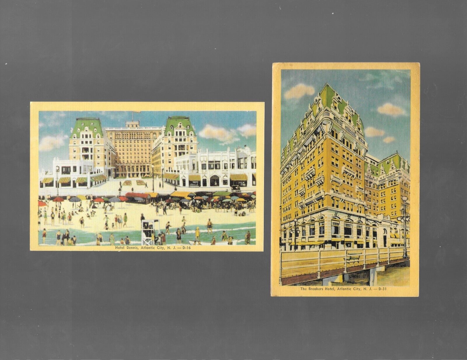 The Breakers and Dennis Hotels, Atlantic City NJ Postcard