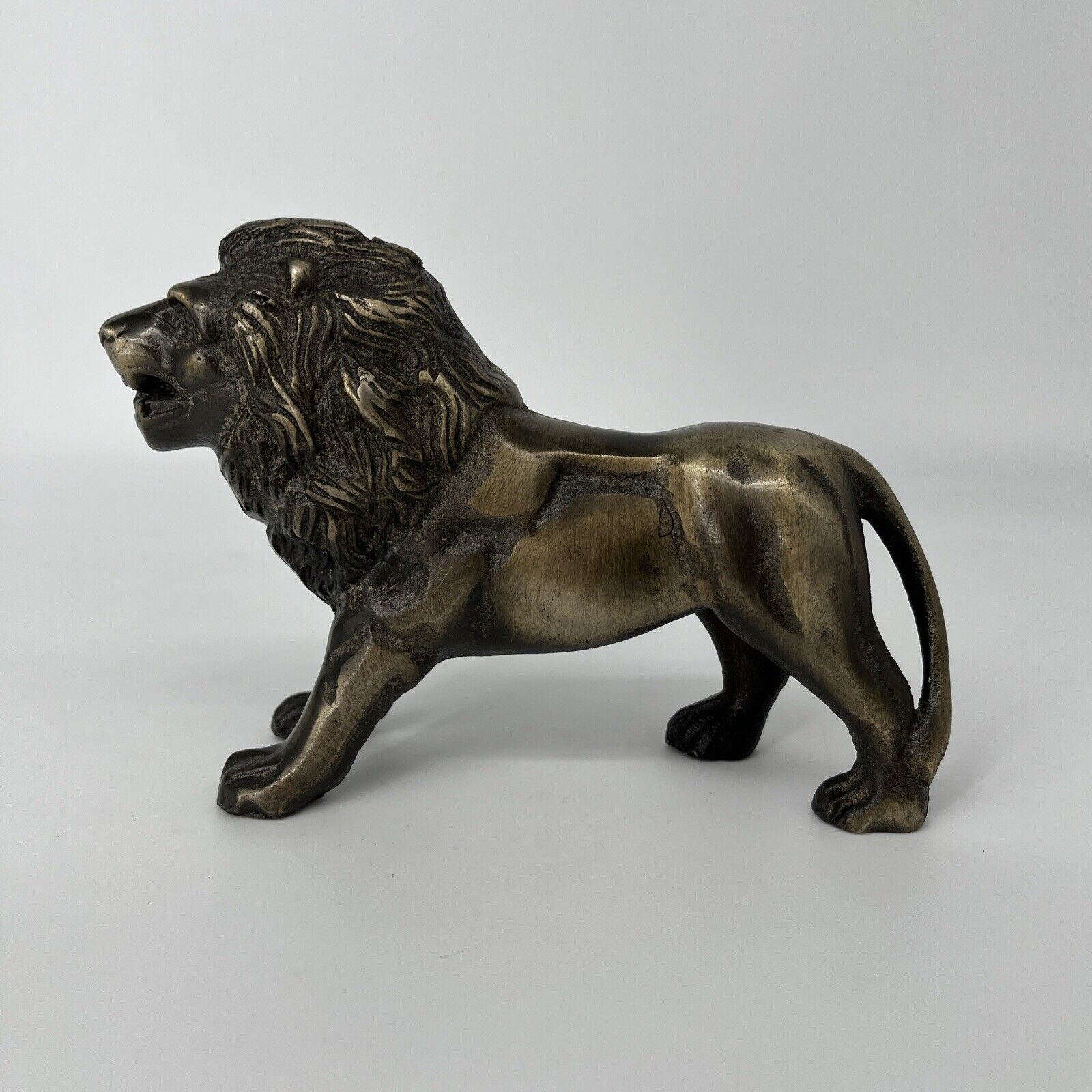 Beautiful Rare Antique Bronze Lion Bank 8” Long
