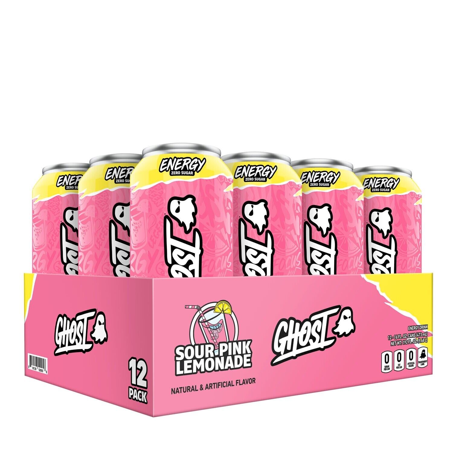 GHOST ENERGY, Sour Pink Lemonade. Limited Edition Flavor