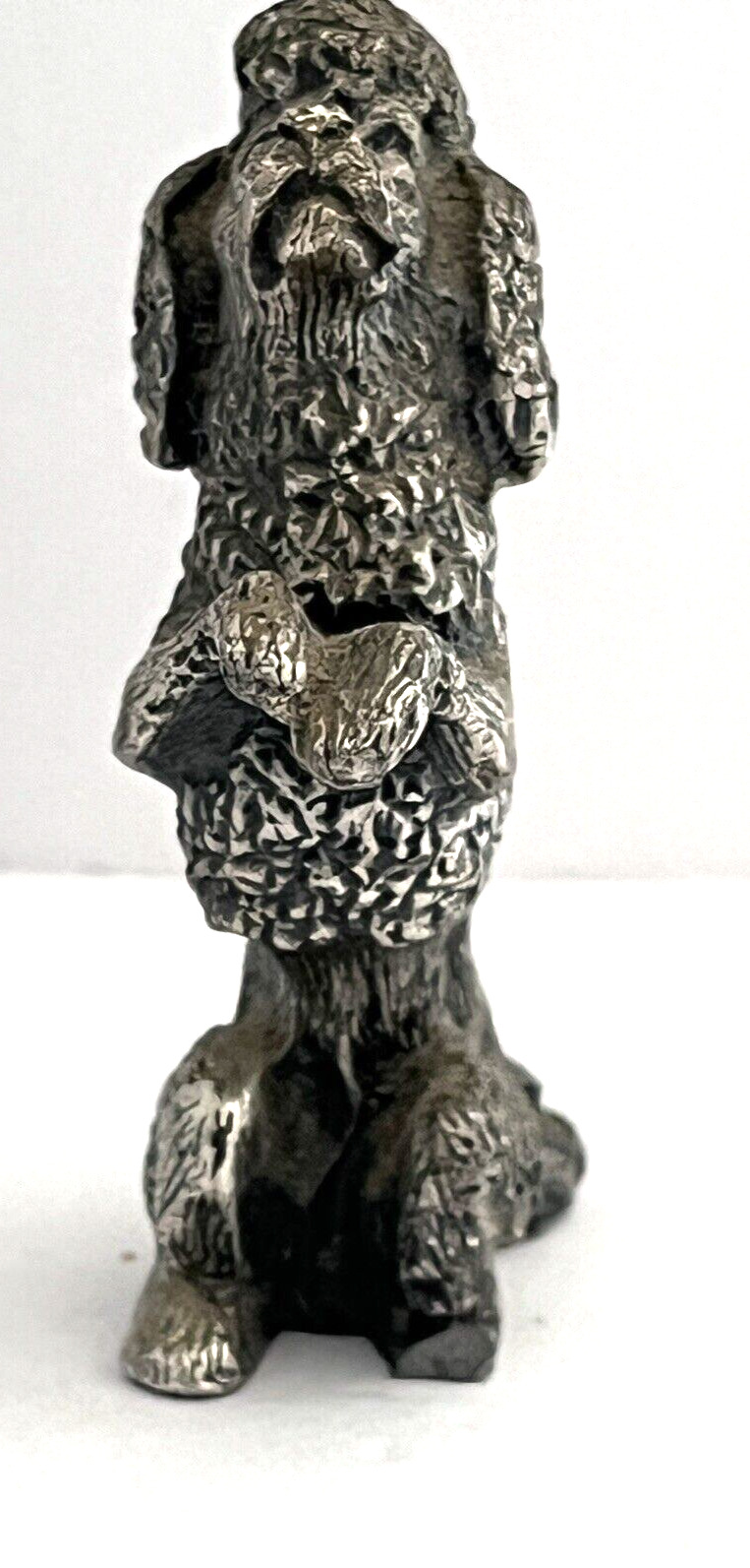 ITALY Vintage French Poodle Begging Cast Metal Figurine Silvery Gray 4\