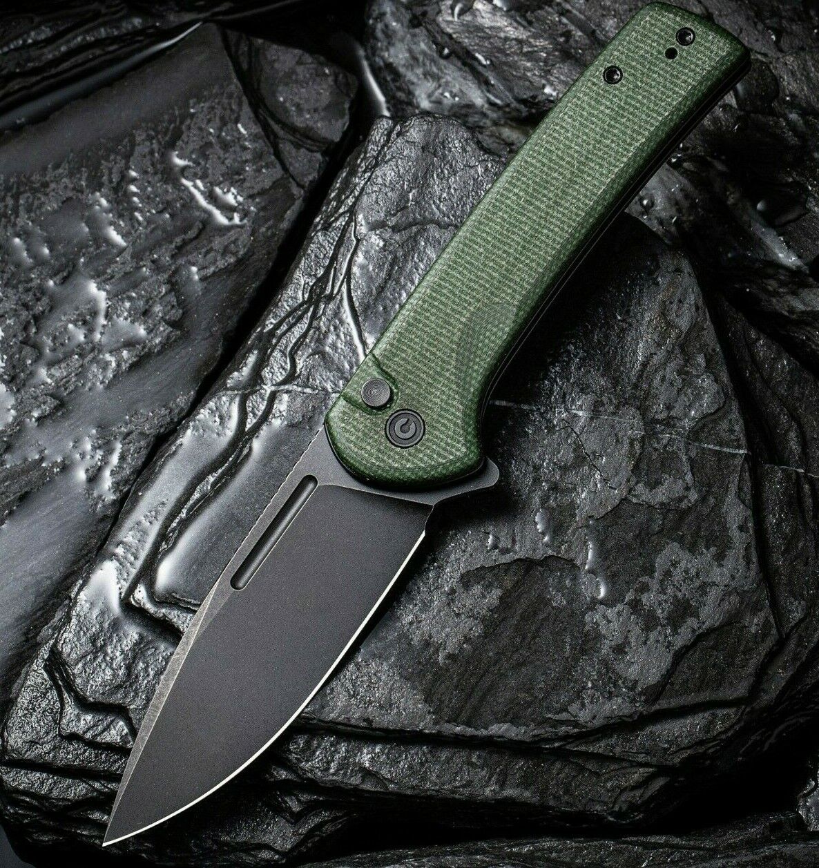 Civivi Conspirator Folding Knife 3.48 Stainless Steel Blade Green Micarta Handle