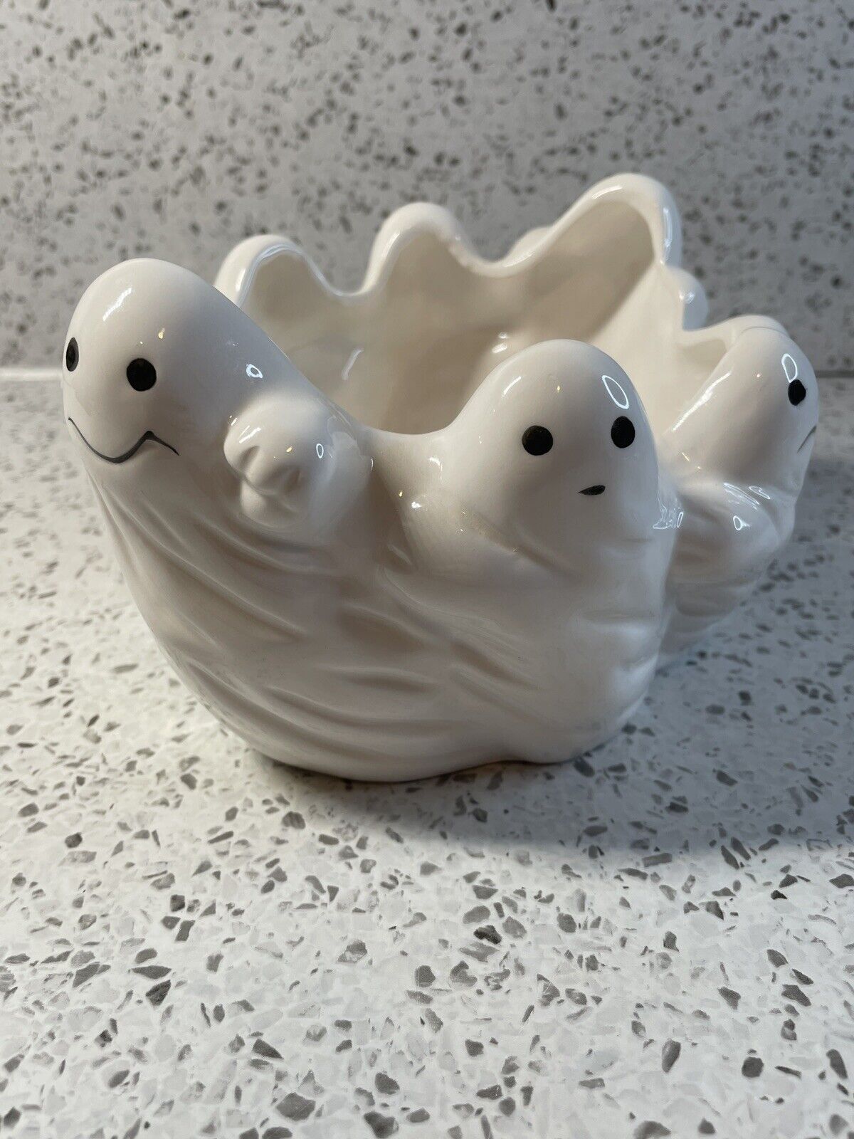 Vintage Lillian Vernon Style Halloween Ghost Ceramic Candy Dish Bowl Planter
