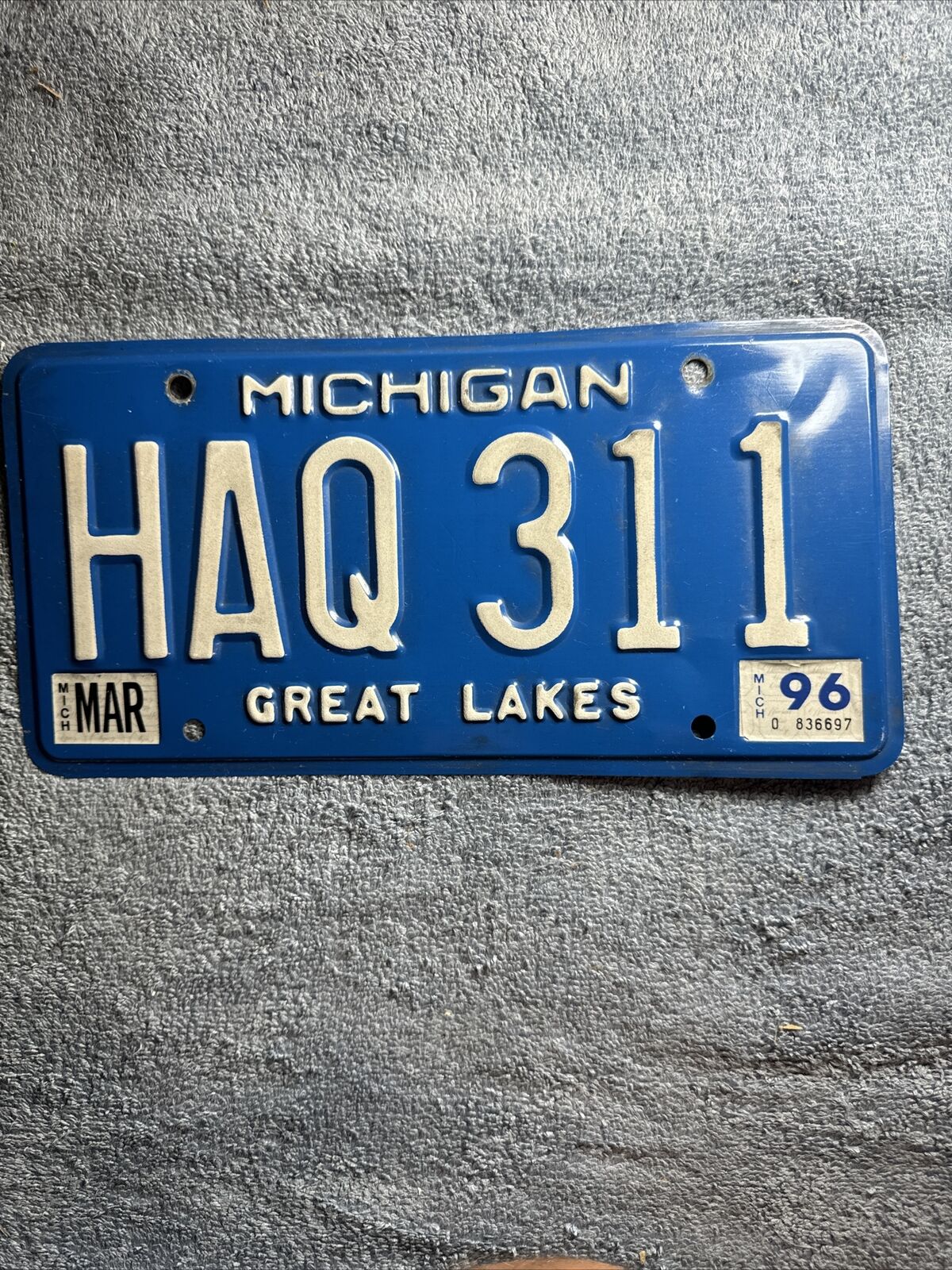 1996 Michigan License Plate HAQ 311 Great Lakes