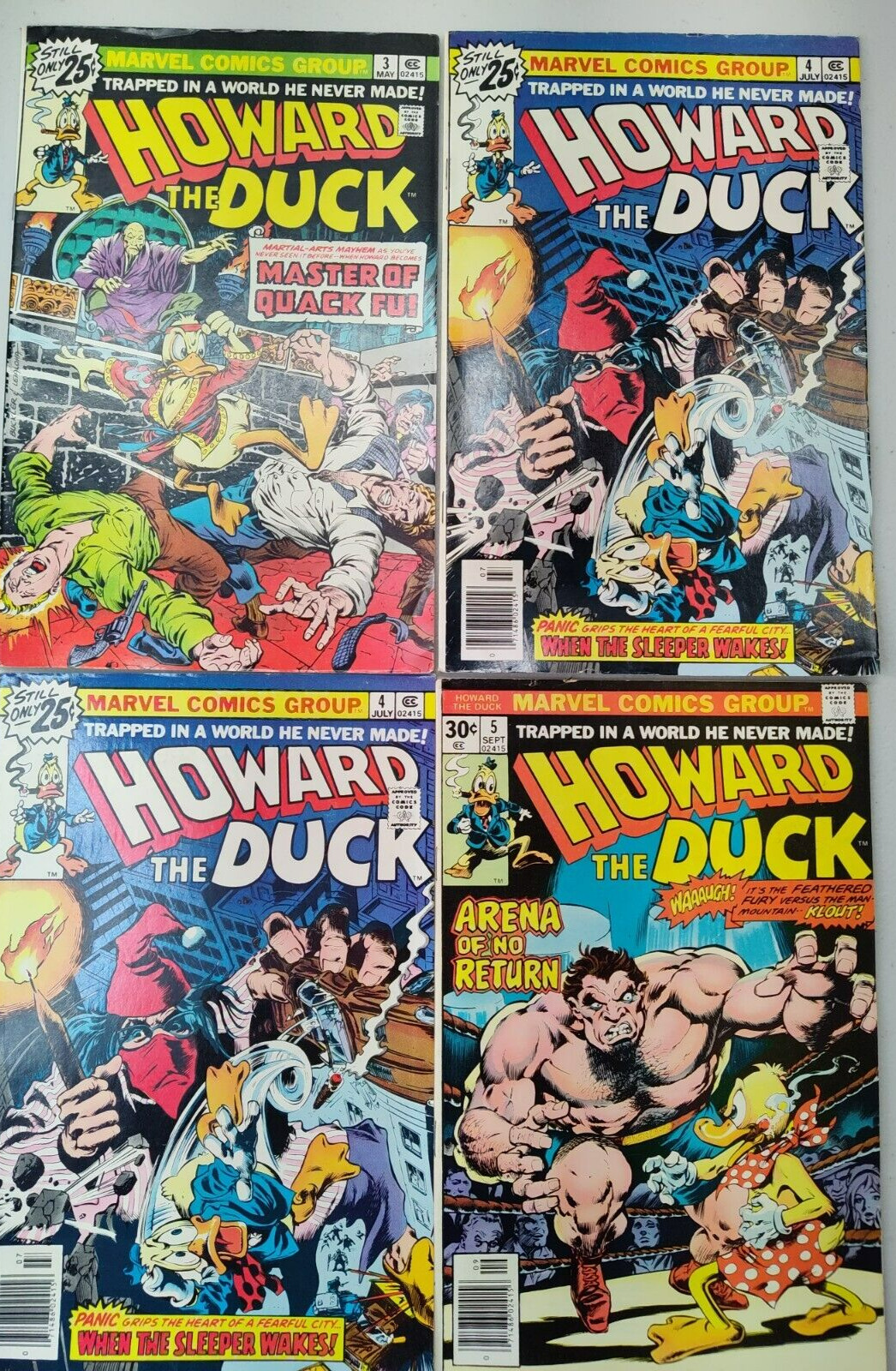 Howard the Duck #3 #4 #4 #5 Marvel 1976 Comic Books