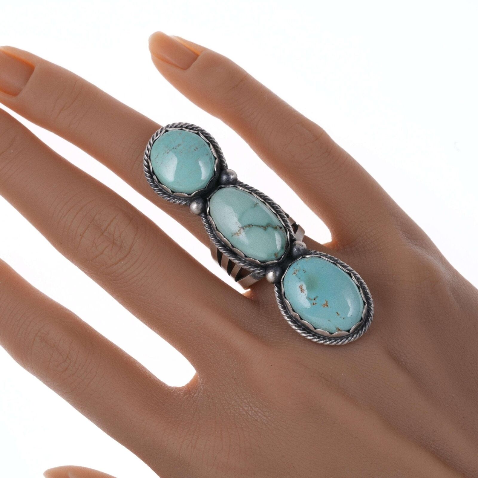 Sz6 Paul Livingston Navajo Sterling and turquoise ring