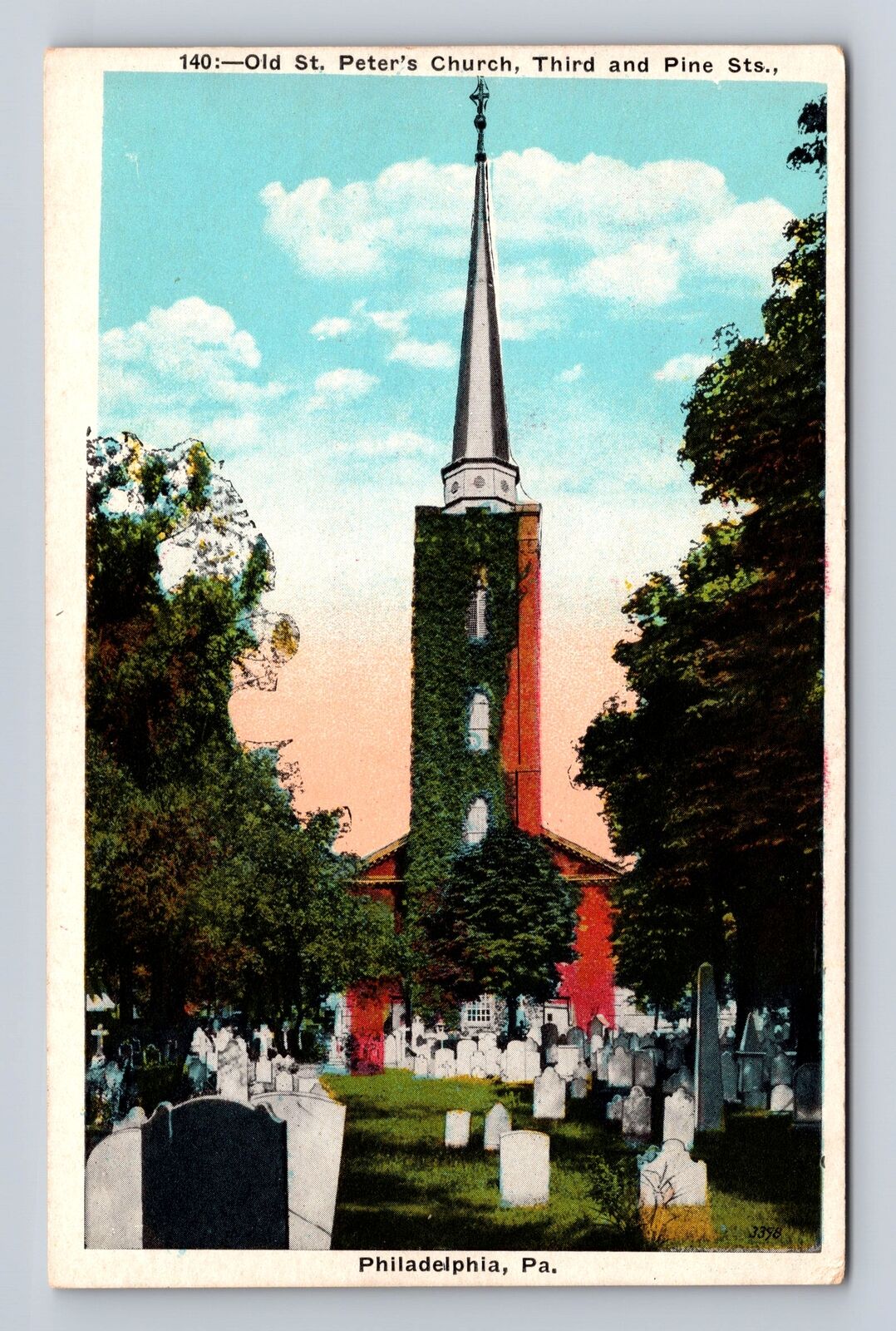 Philadelphia PA-Pennsylvania, Old St Peter\'s Church, Vintage Souvenir Postcard