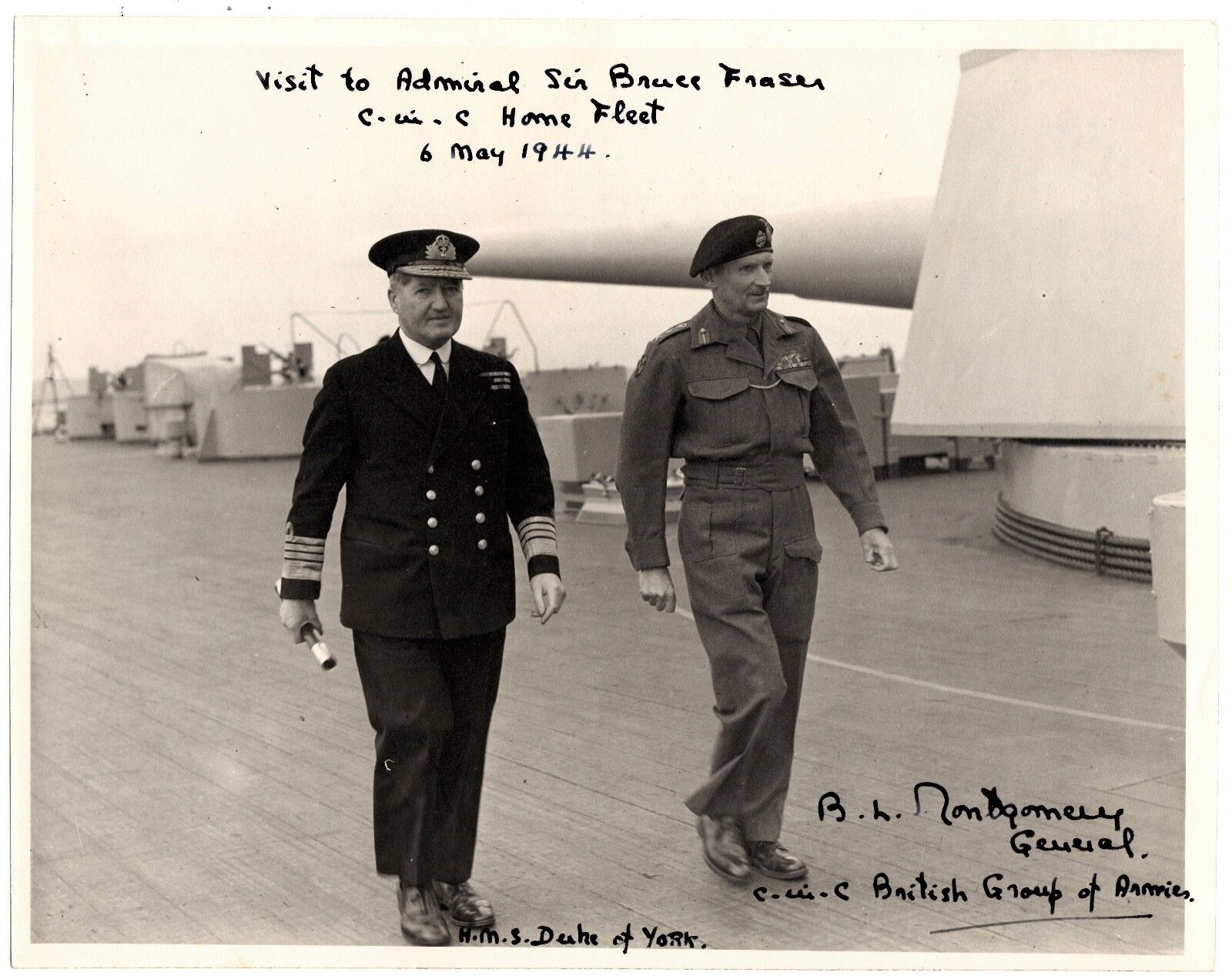 Official Admiralty WWII photo of Montomgery and Admiral Fraser, signed by both
