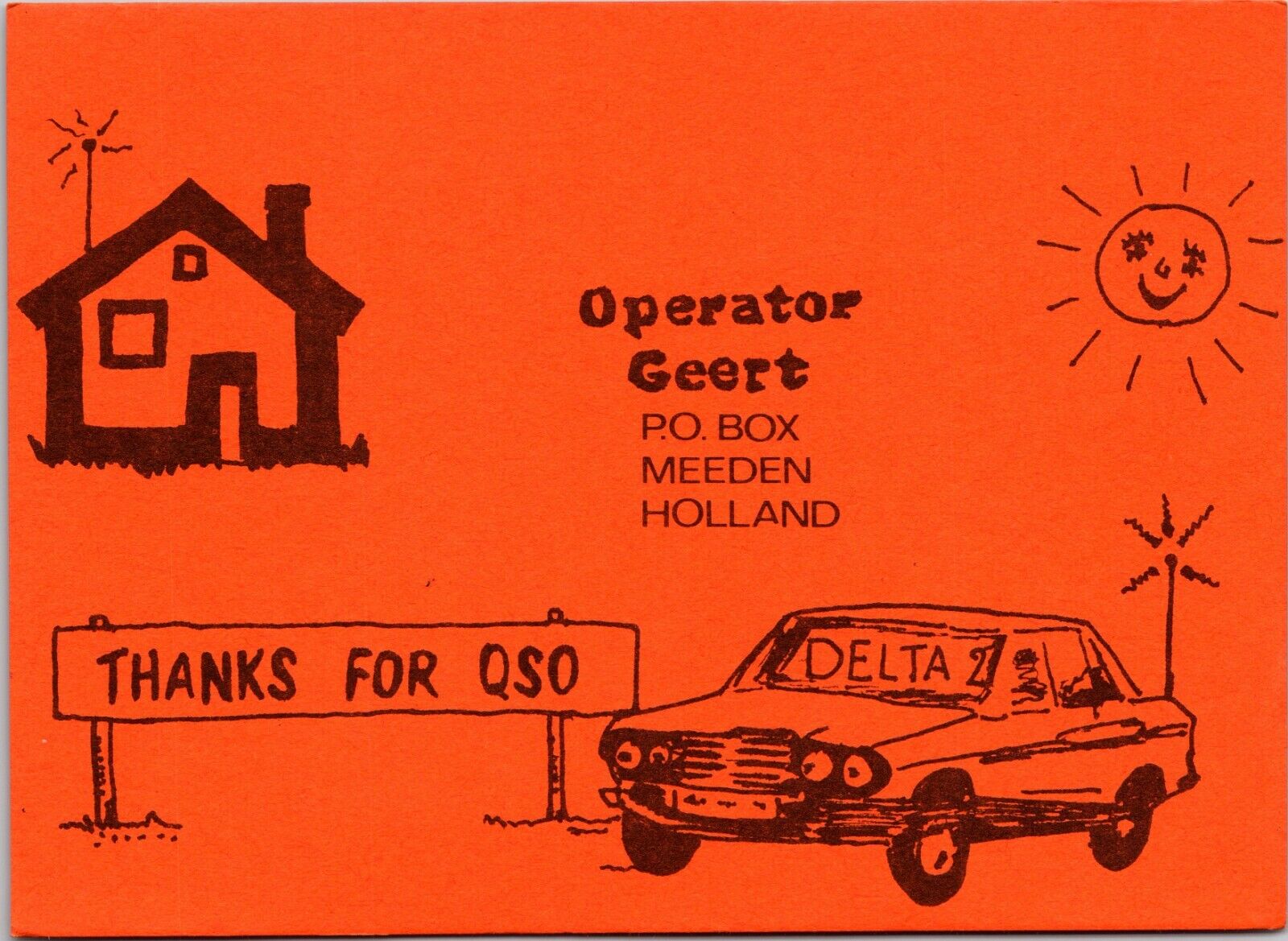 German CB Station Vtg Ham Radio Amateur QSL QSO Art Card Postcard Cartoon 77