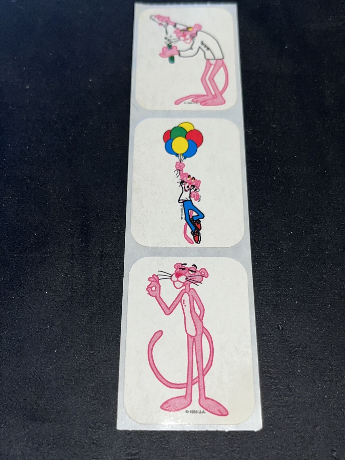 Vintage 1989 Pink Panther U.A. Sticker Strip - Rare