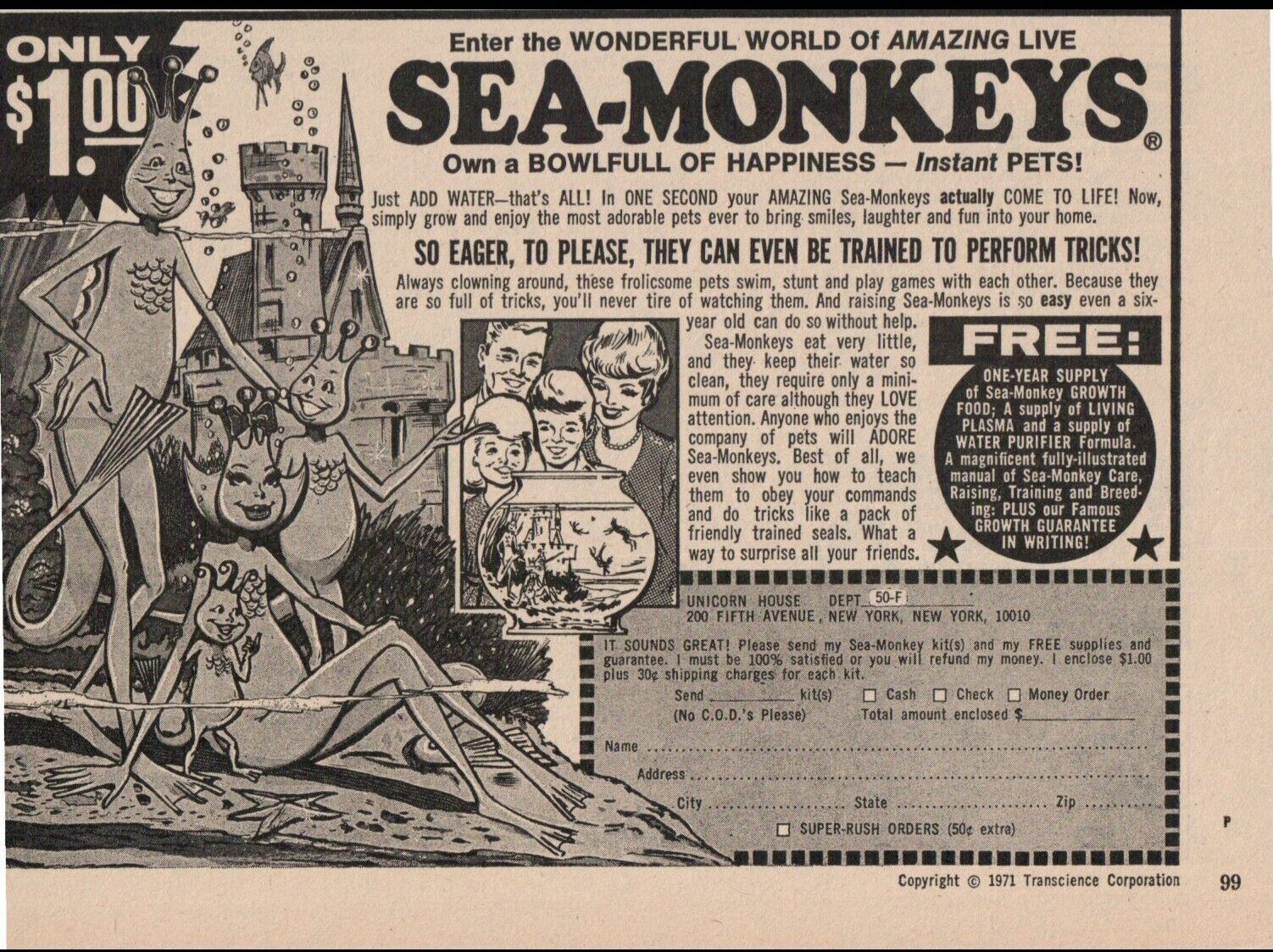 1971 Sea-Monkeys Bowlfull of Happiness Mail-Order Magazine Print Ad 