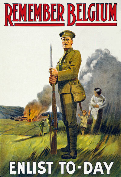 W85 Vintage WWI British Remember Belgium Enlist Army War Poster WW1 A1 A2 A3