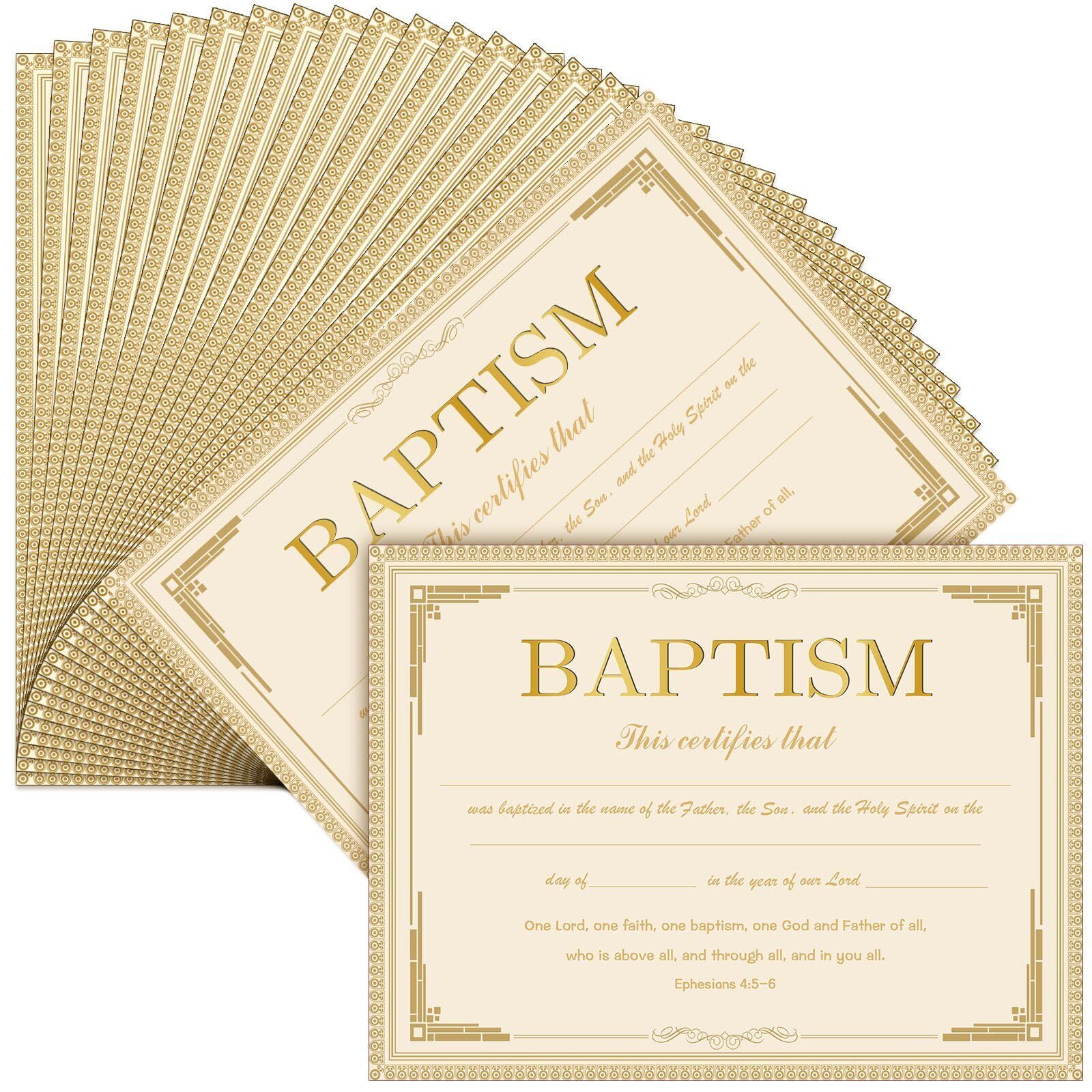 50 Pcs Baptism Certificates for Church with Elegant Border for Baby Baptismal...