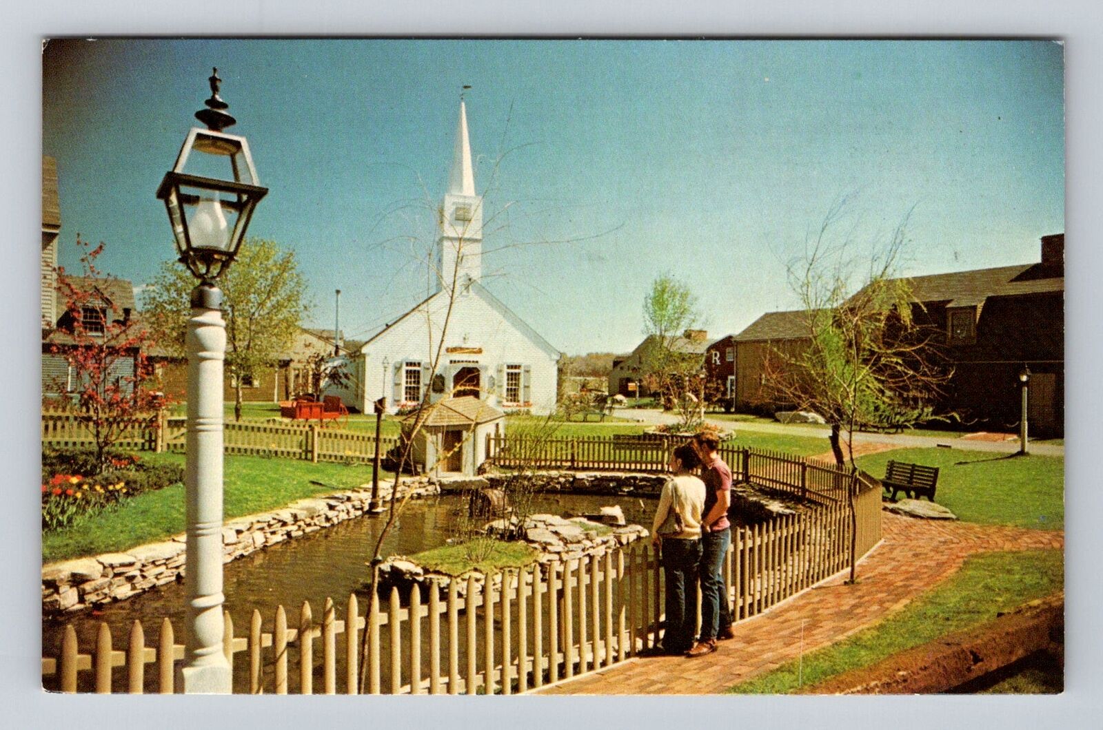 Mystic CT-Connecticut, Olde Mistic Village, Meeting House, Vintage Postcard