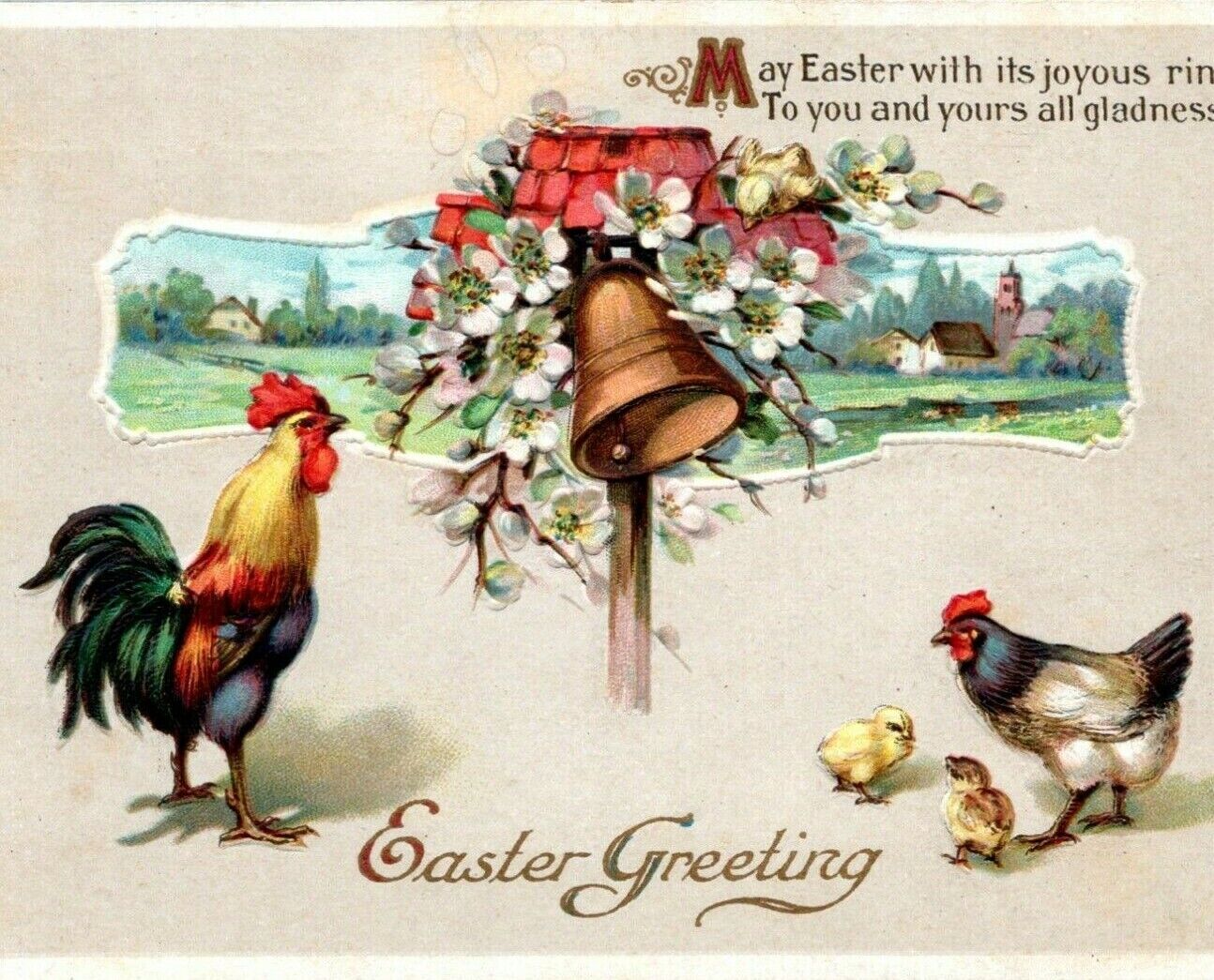 Easter Postcard 1907 Rooster Chickens International Art Publishing 2783 PP