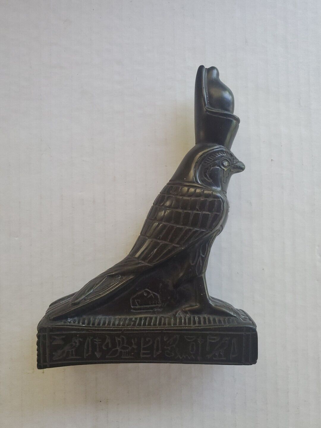 UNIQUE STATUE OF EGYPTIAN Falcon Bird God Horus Black Resin 8 Inch Statue