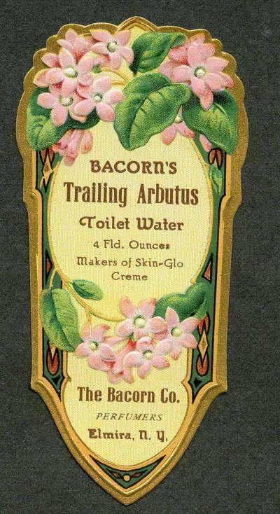 1910\'s BACORN\'S TRAILING ARBUTUS FLOWERS TOILET LABEL 