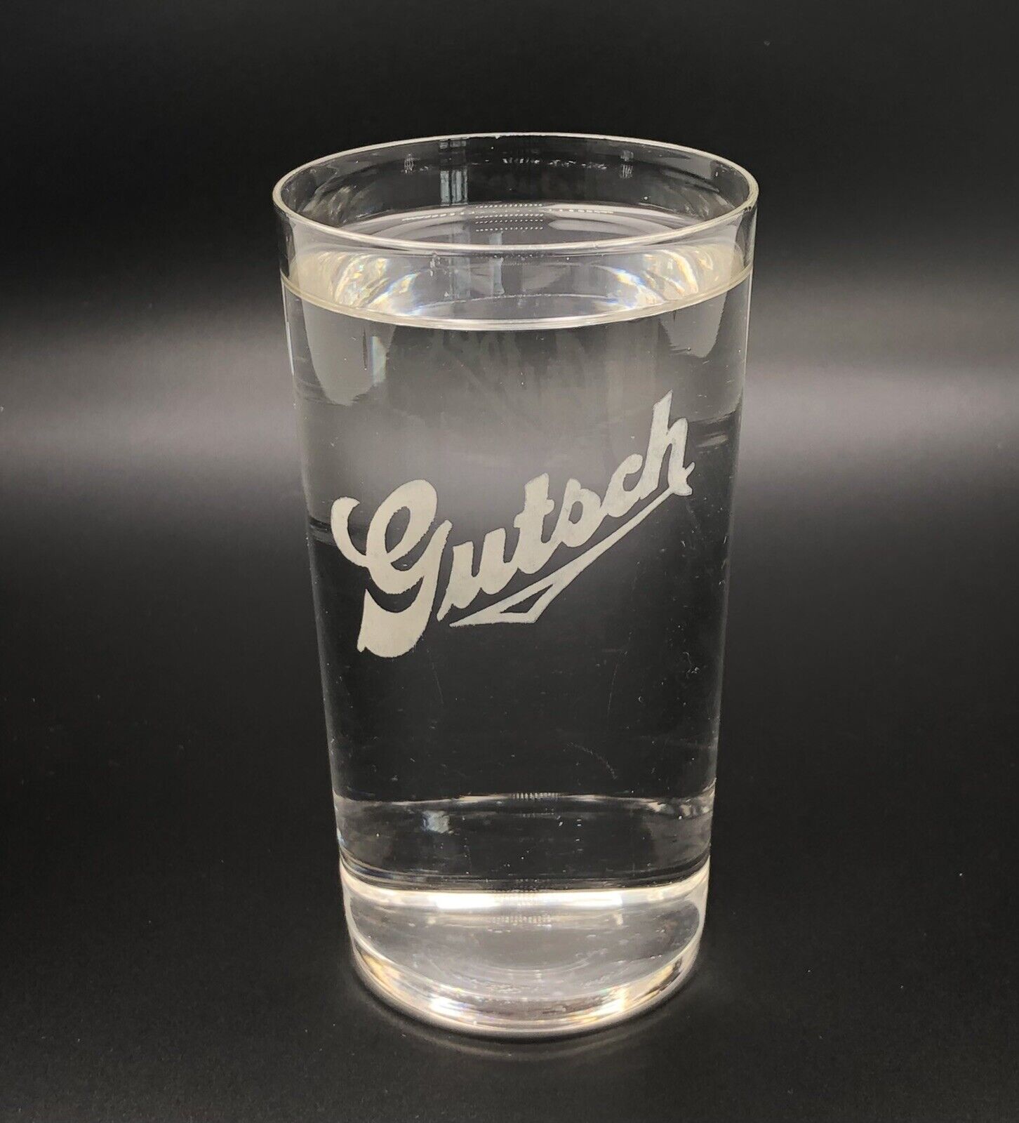 Gutsch Beer Shell Glass / Vtg Pre Prohibition Acid Etched Tavern Advertising