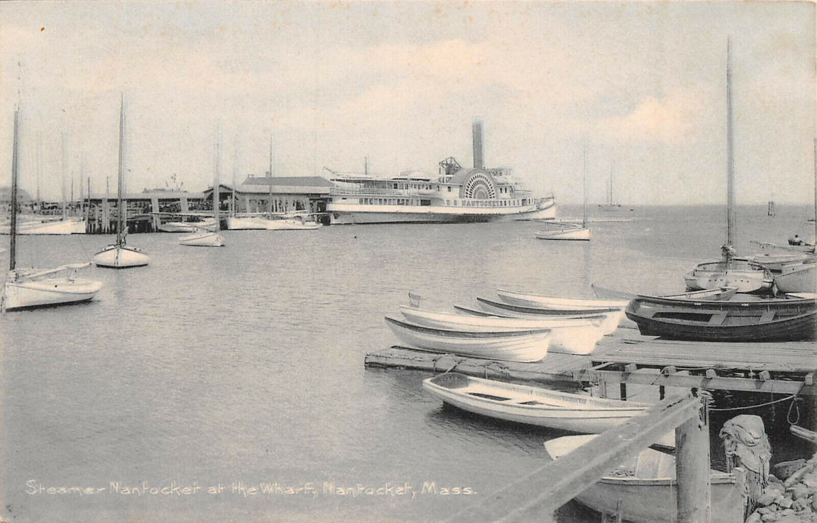 Steamer Nantucket at the Wharf Nantucket Massachusetts 1905 Postcard