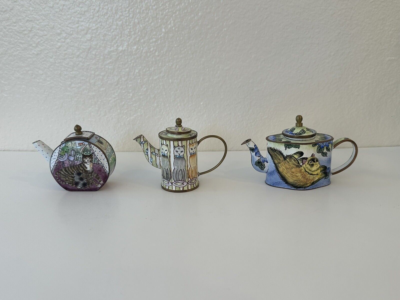 Set of 3 Empress Arts Cat Teapots
