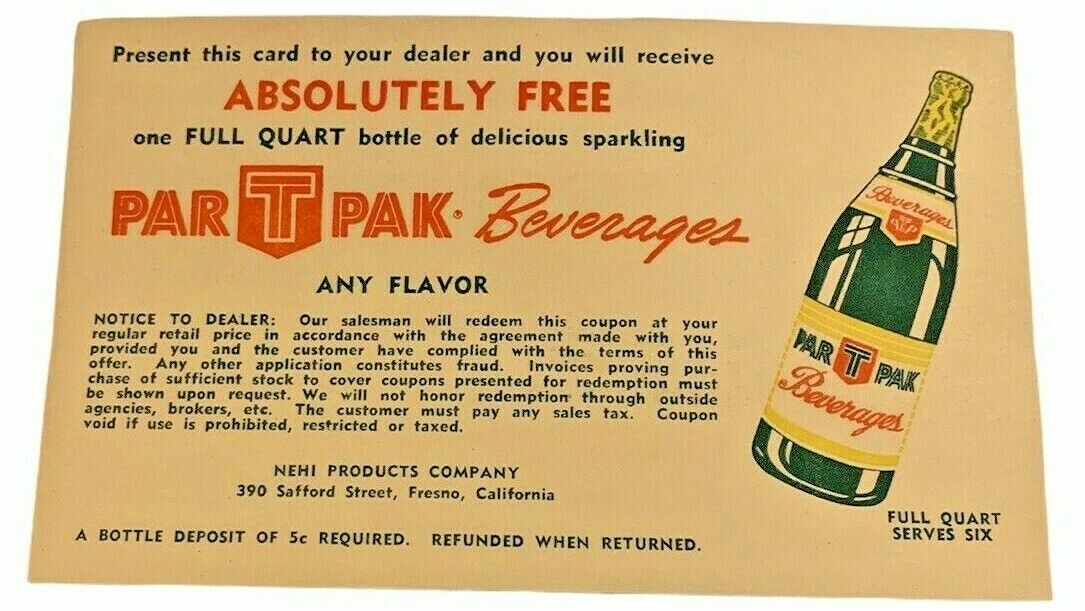 PAR T PAK Beverages Nehi Products Vintage Promotional Advertising Postcard
