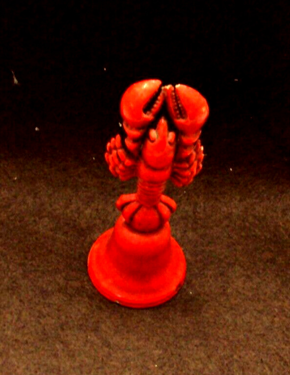 Vintage Red Enamel Metal-Crawfish- Lobster Bell 4” tall