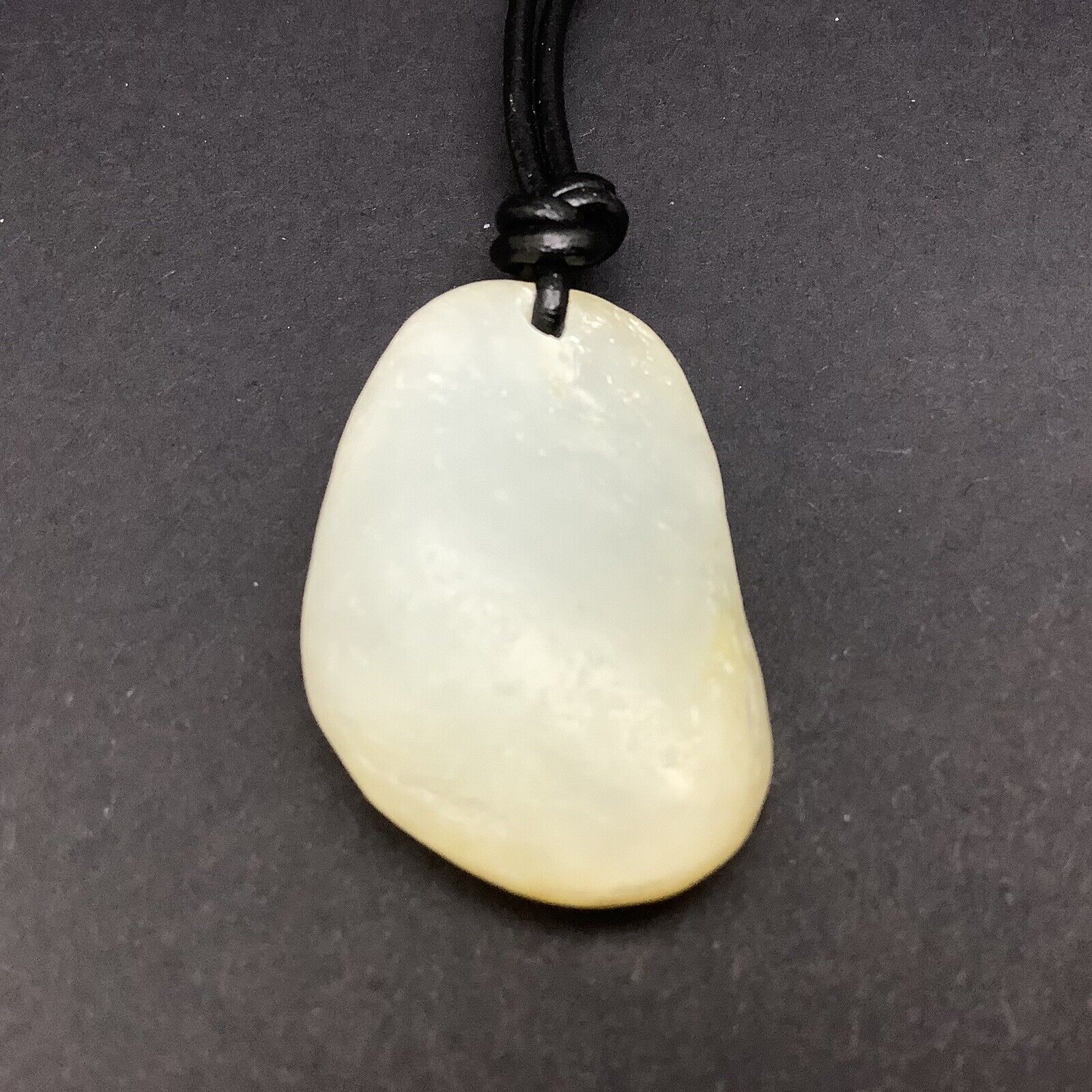 Hotan White Jade Pebble Pendant Nephrite Jade Stone Necklace Hetian China #7
