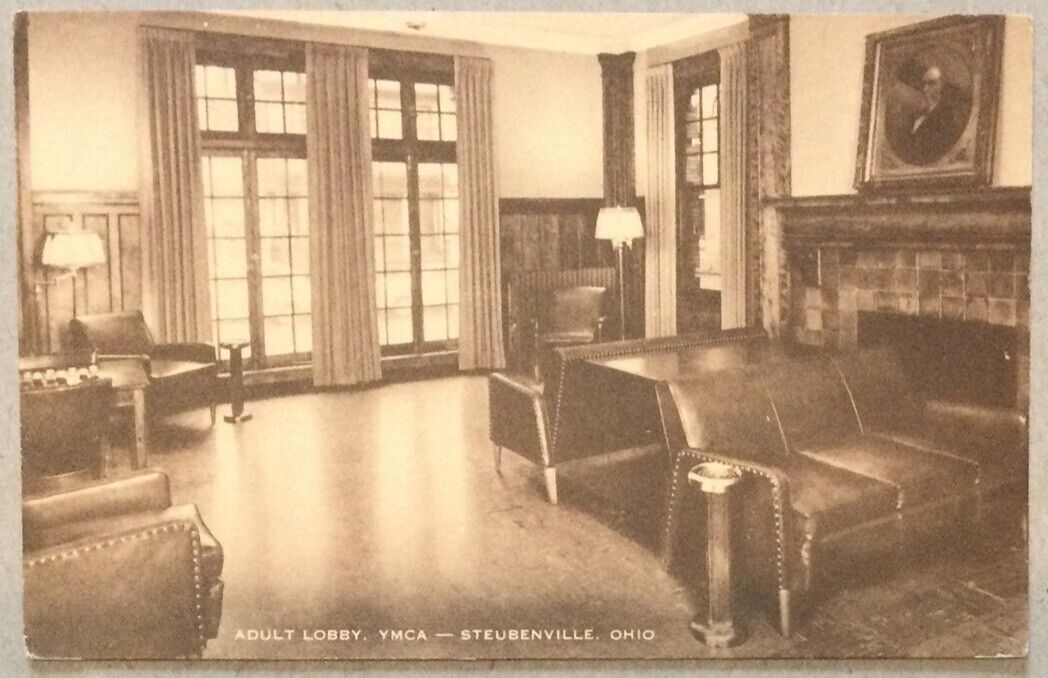 Vintage Steubenville, Ohio YMCA Adult Lobby Postcard
