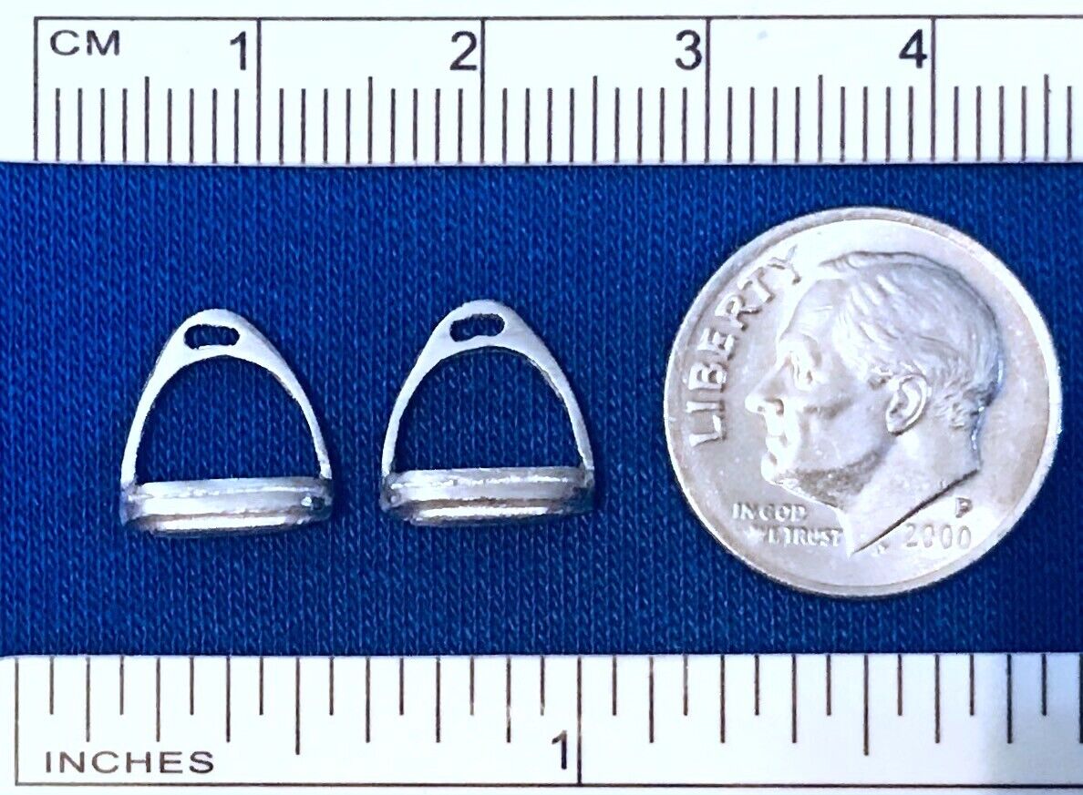 RDLC Small Classic 1:12 or Large Little Bit 1:24 Scale ENGLISH STIRRUPS ~ Pewter