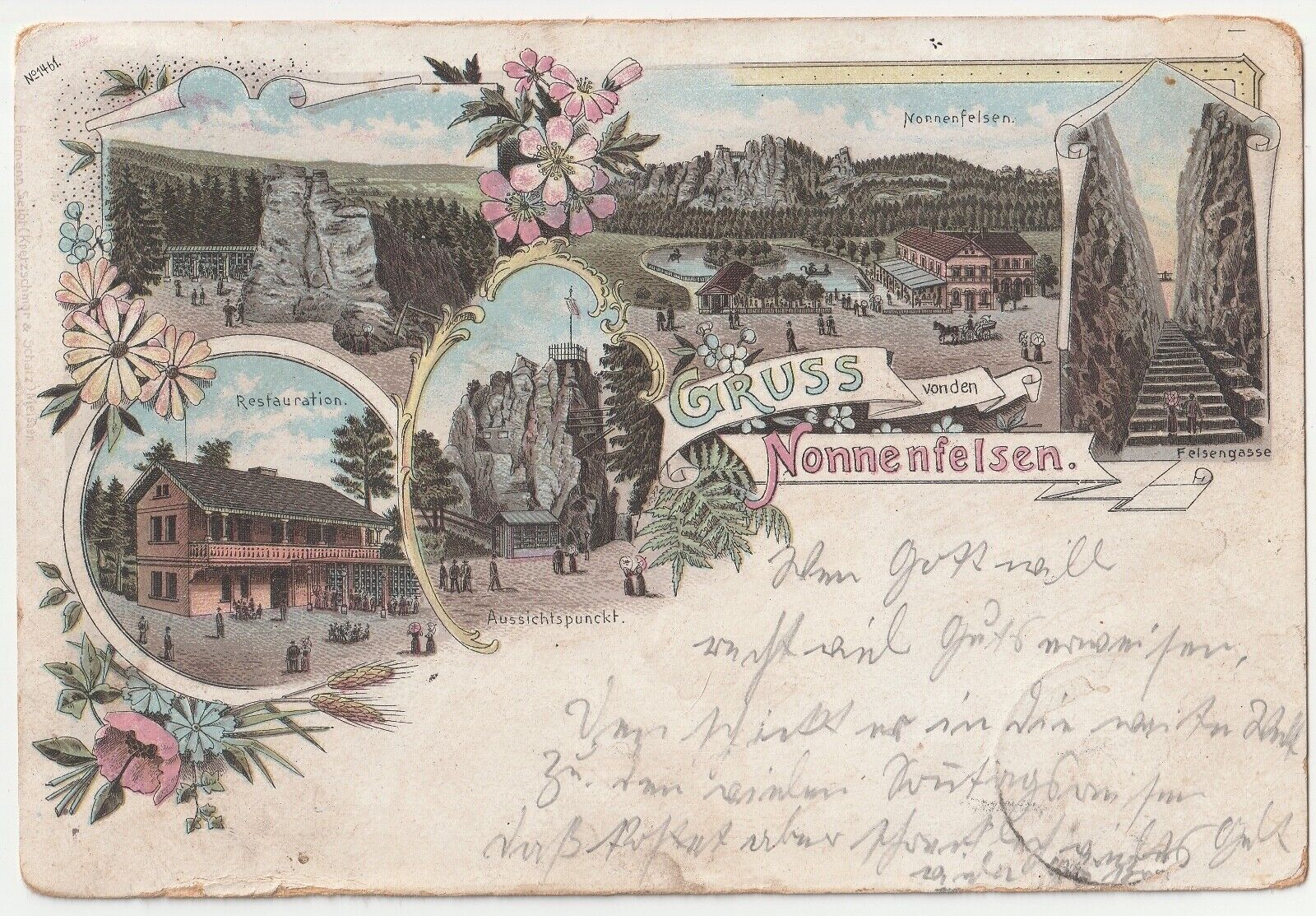 c1890s 1900s Gruss Aus Jonsdorf Nonnenfelson Nun\'s Rock Germany Antique Postcard