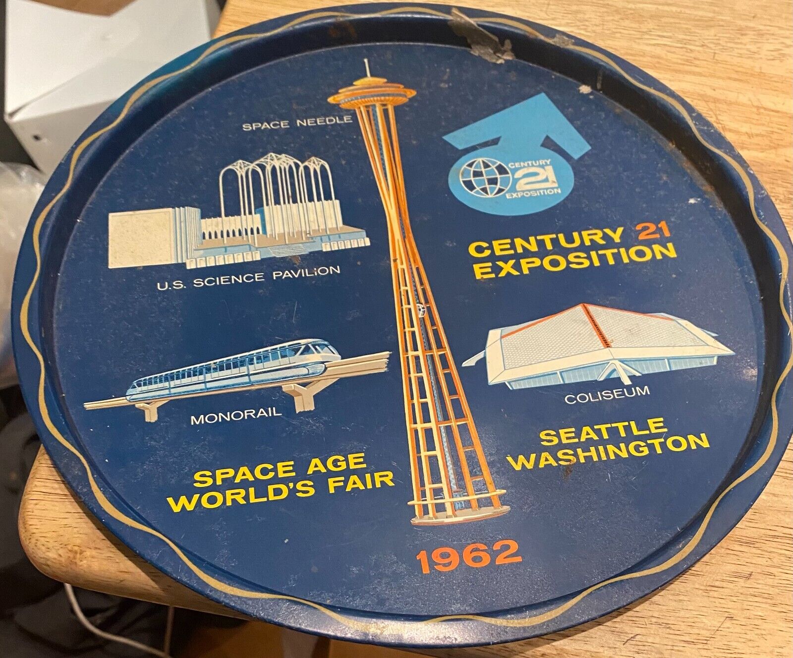 Vintage 1962 Seattle Century 21 Expo Space Age World’s Fair Souvenir Tin Plate