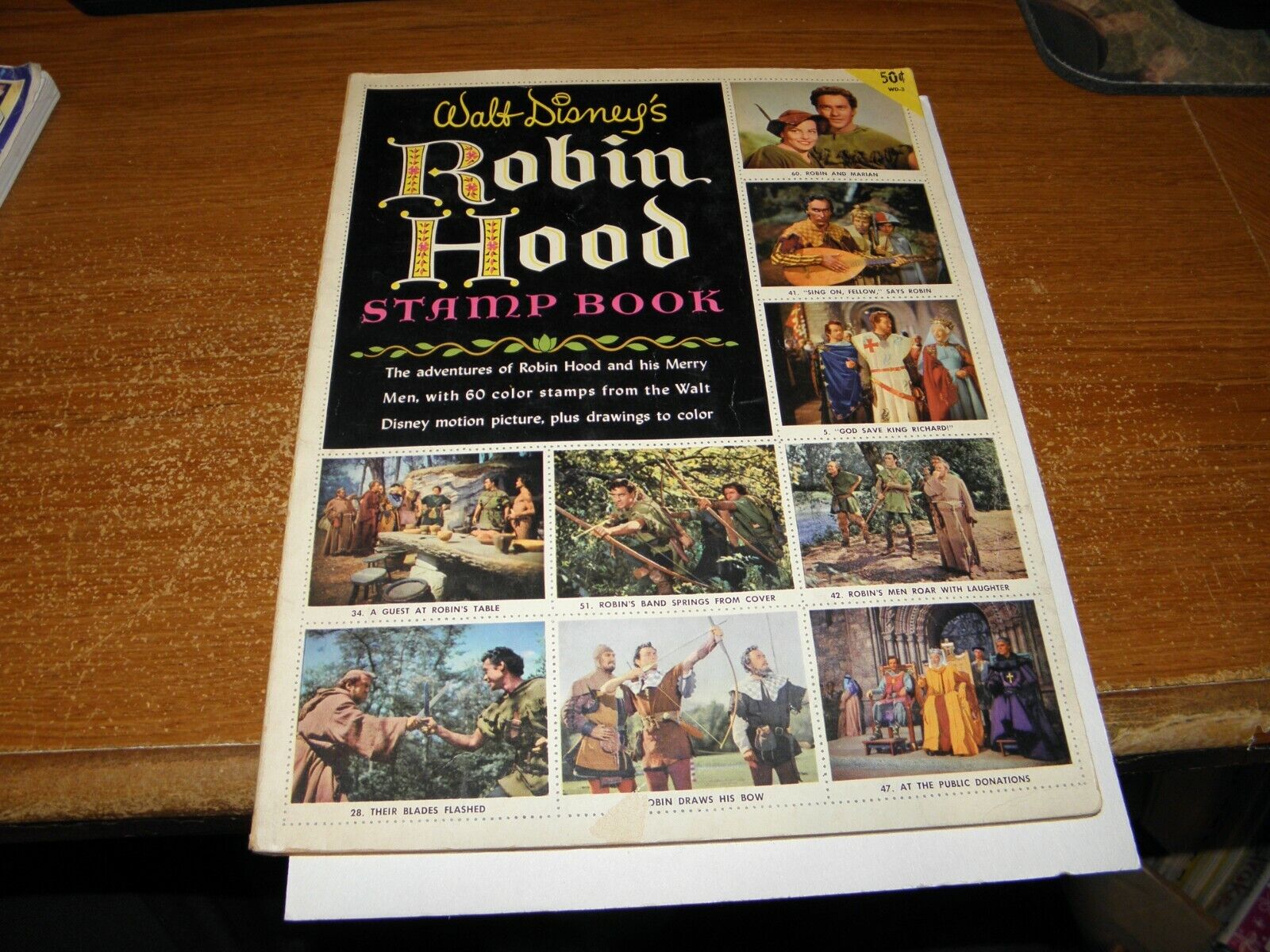 Walt Disney\'s Robin Hood Golden Stamp Book WD-3 1955 Great Photos All stamps VG