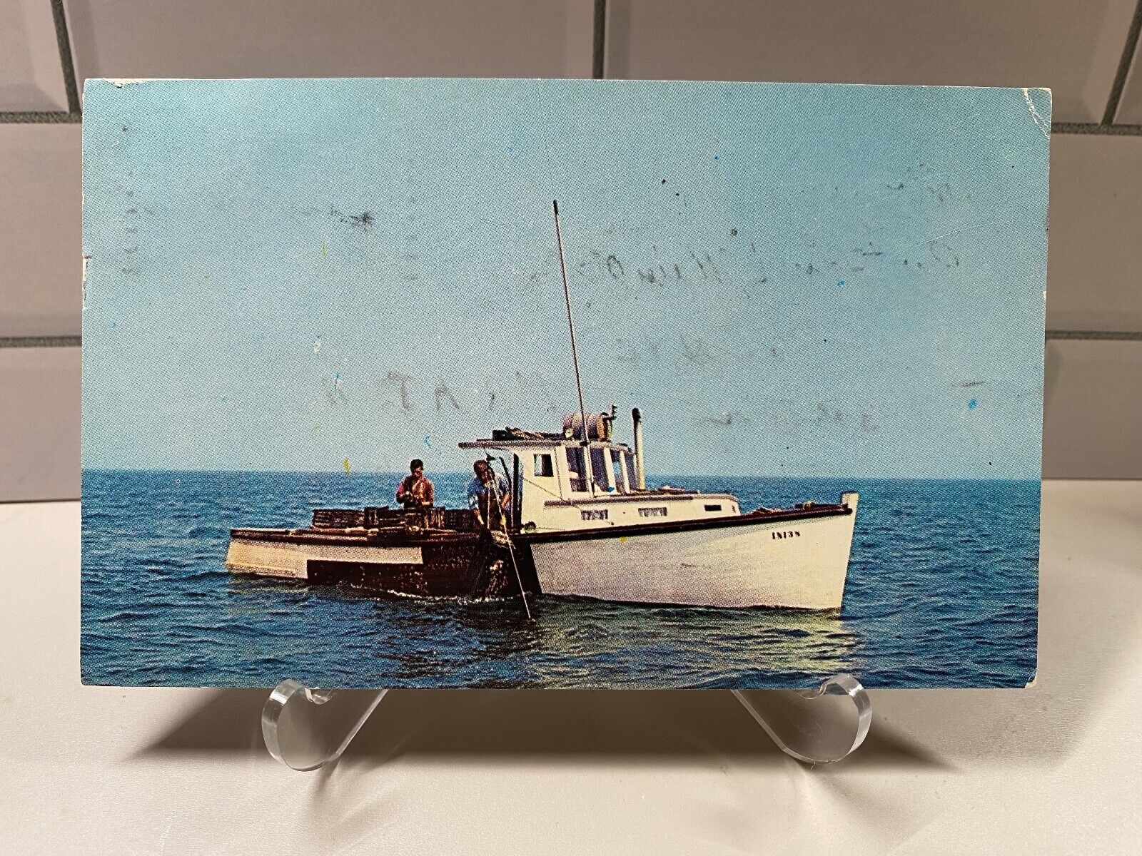 c1960 Portland Maine Lobster Boat off the Coast of Maine Vintage Chrome Postcard