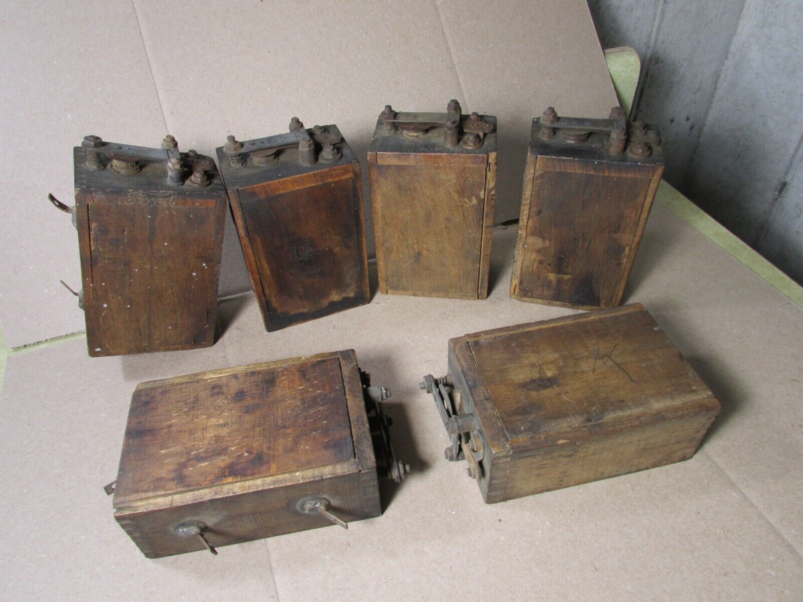 Lot of 6 Vintage / Antique Ford Model T Ignition Coils Wood Boxes