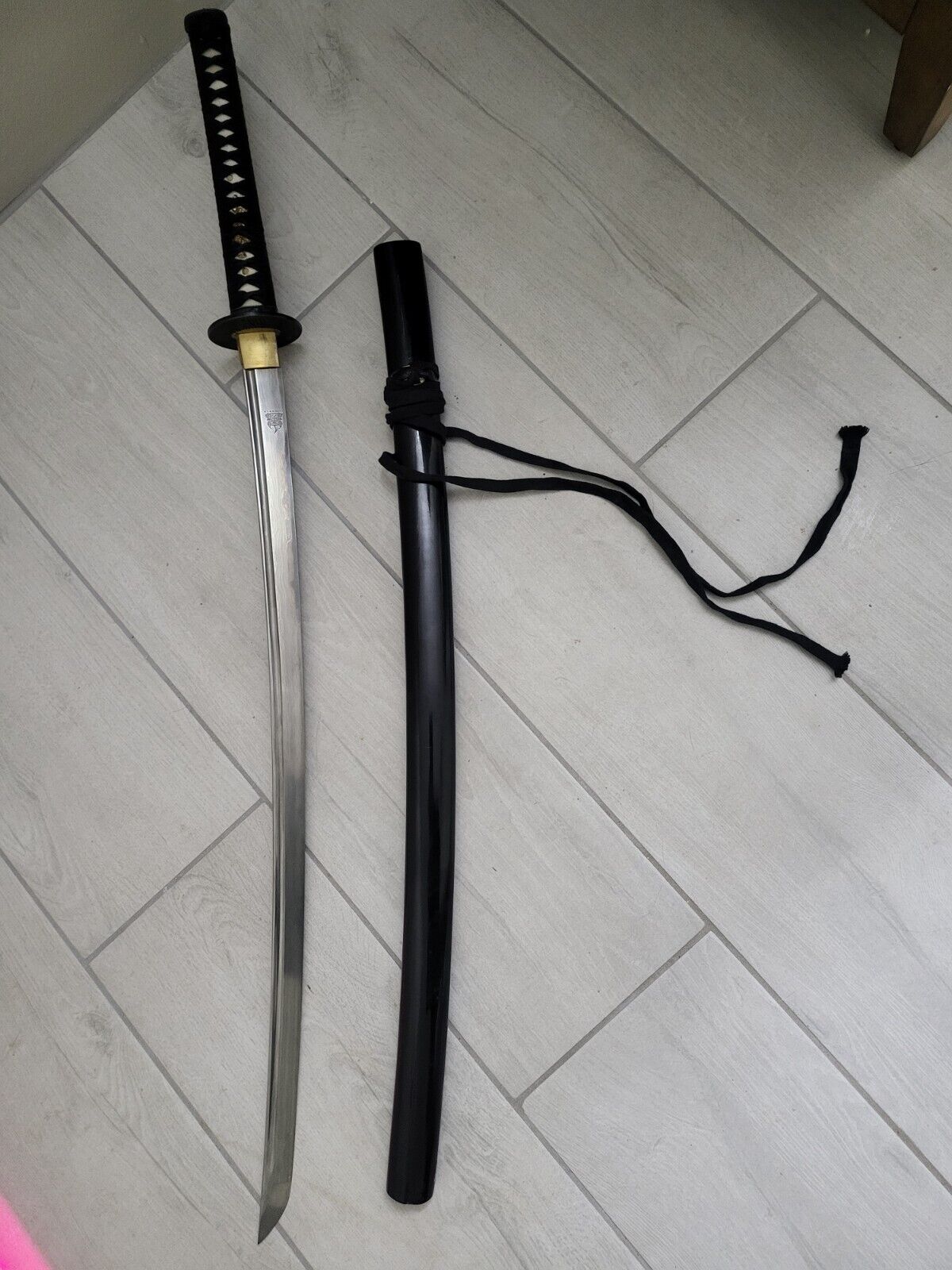 Komoran Katana Samurai Sword Folded Damascus?? Look Blade Pre Owned