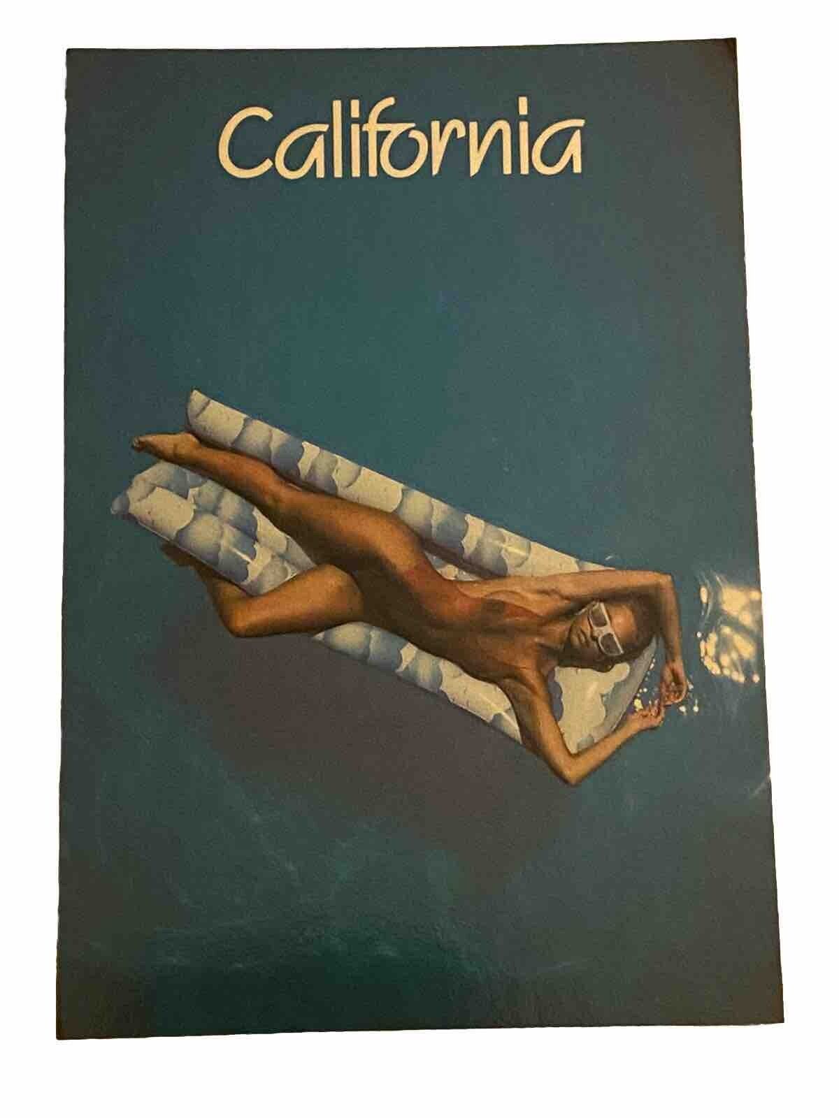 California Postcard NEW Girl Bikini Beach Boobs Model Floating Bed Pool Vintage