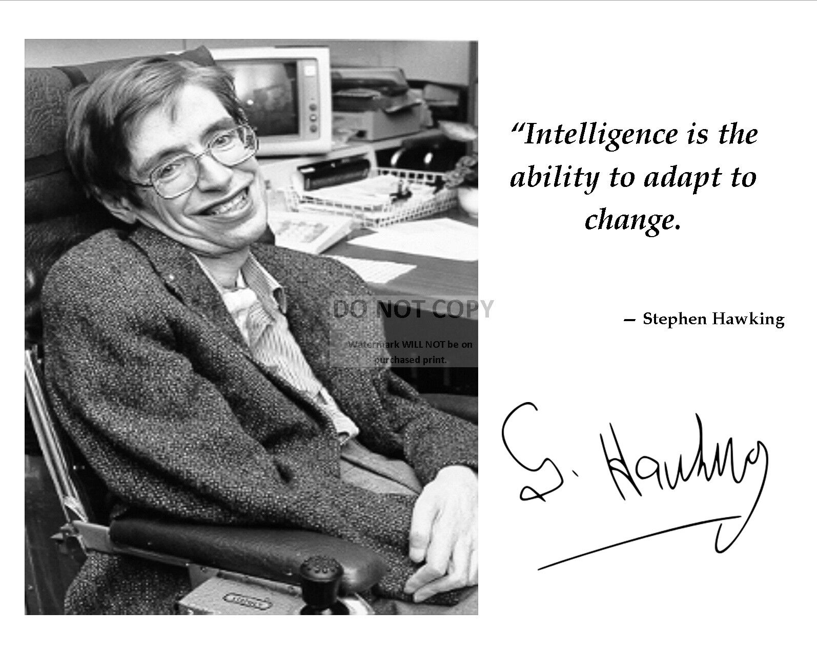 STEPHEN HAWKING QUOTE WITH FACSIMILE AUTOGRAPH - 8X10 or 11X14 PHOTO (AZ904)