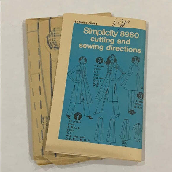 Simplicity Vintage Pattern #8980 (Circa 1970)