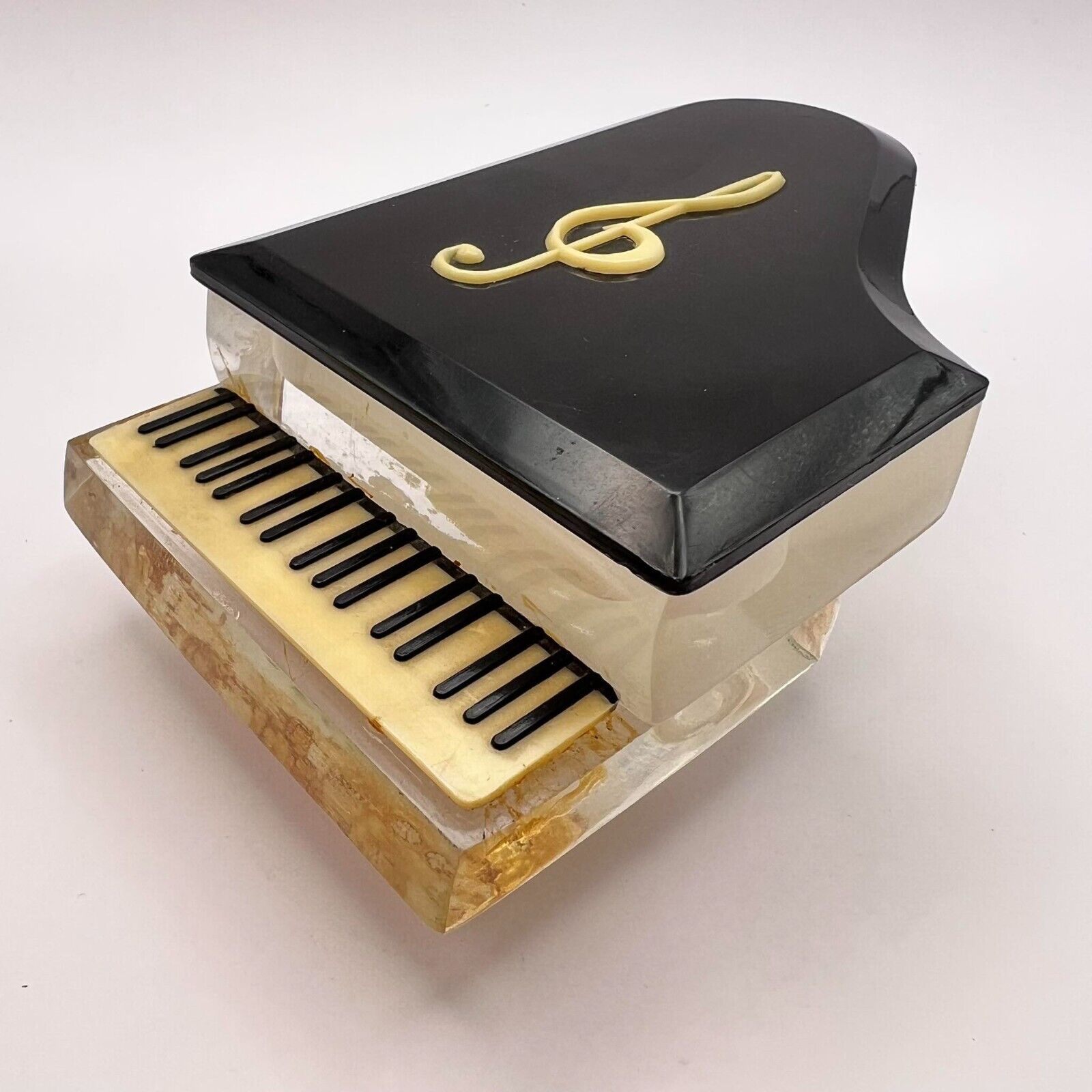 1950\'s Vintage USSR Odessa Plastic Piano Powder Trinket Jewelry Box Signed