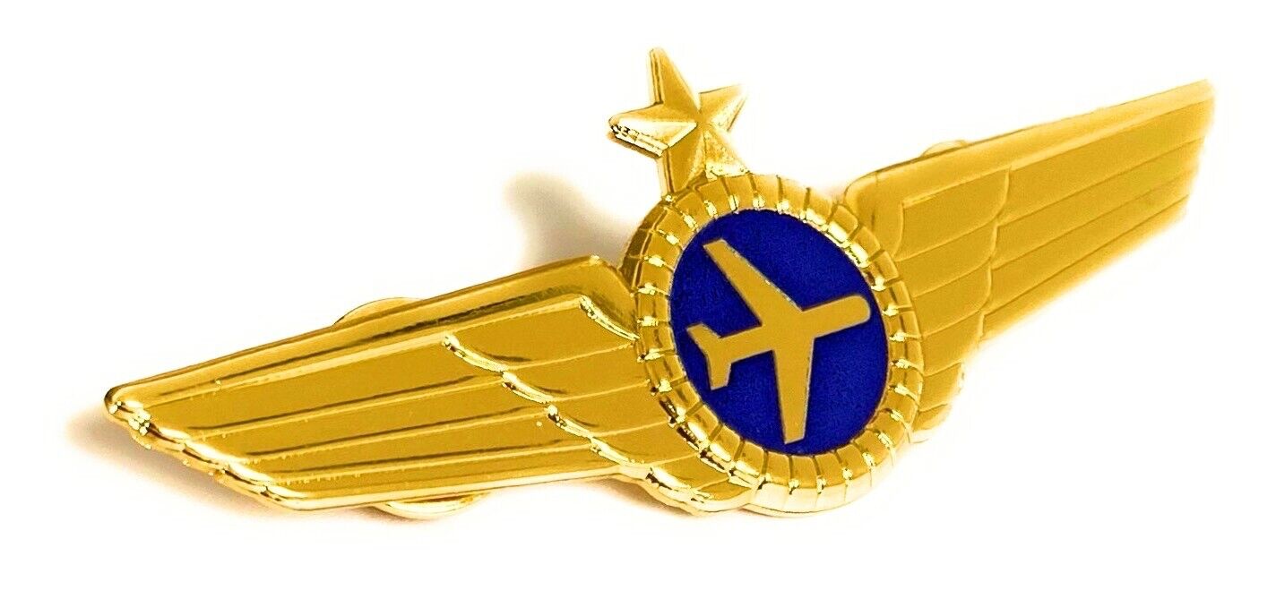 Airlines Pilot Wings Captains Gold Metal Airplane Badge Pin