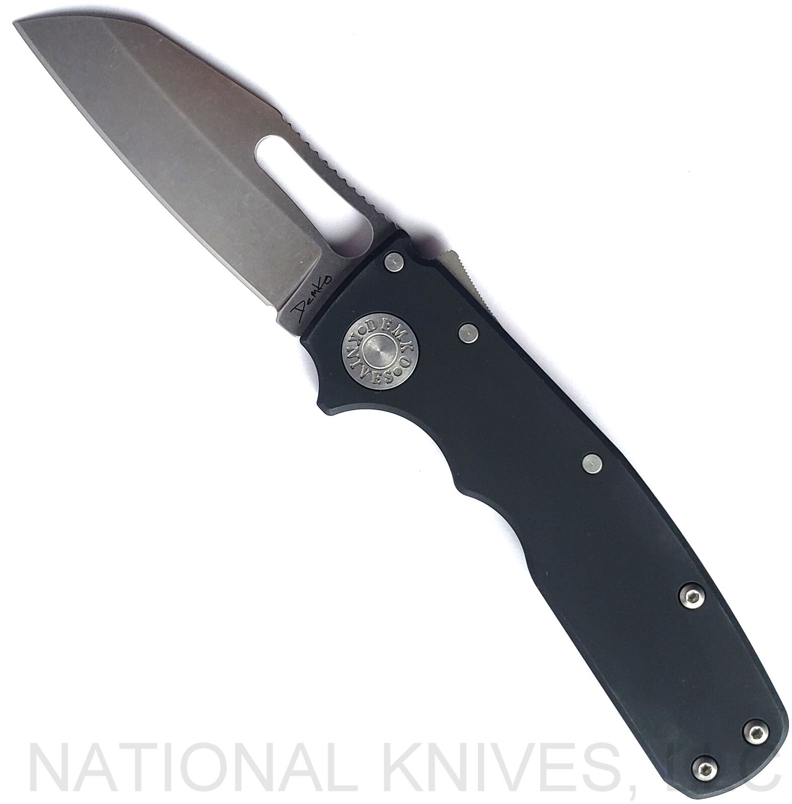 Demko Knives Shark Cub Shark Foot Knife Stonewash 20CV Blade Black Aluminum