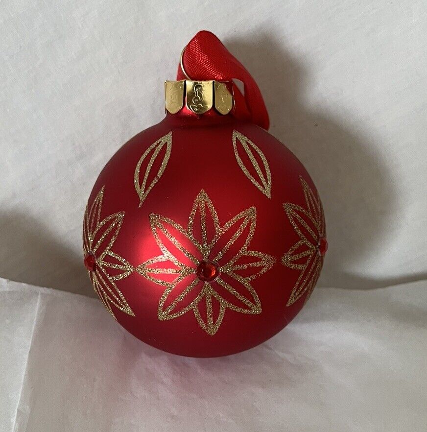 Waterford Holiday Heirloom Red Poinsettia Ball Ornament