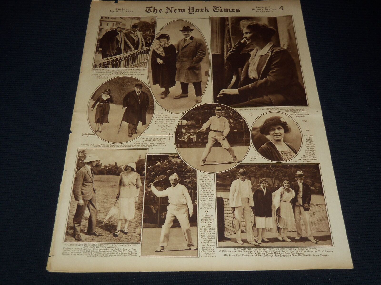 1922 APRIL 23 NEW YORK TIMES PICTURE SECTION - LADY ASTOR - NT 9478