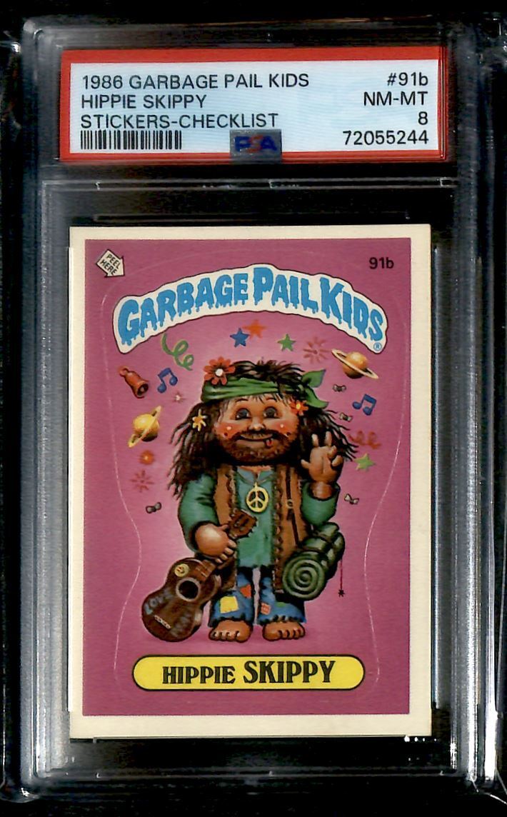 1986 Garbage Pail Kids Stickers - Checklist Hippie Skippy PSA 8 #91B