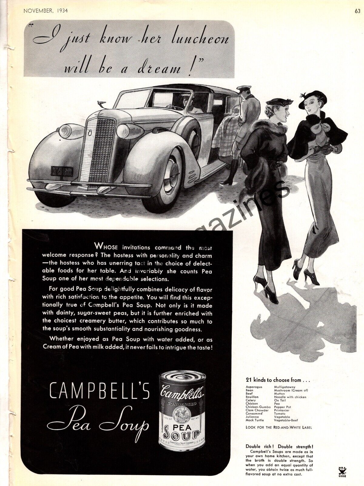 1934 Cadillac V-16 Town Car Original Campbell\'s ad  very  Rare  from Vanity Fair