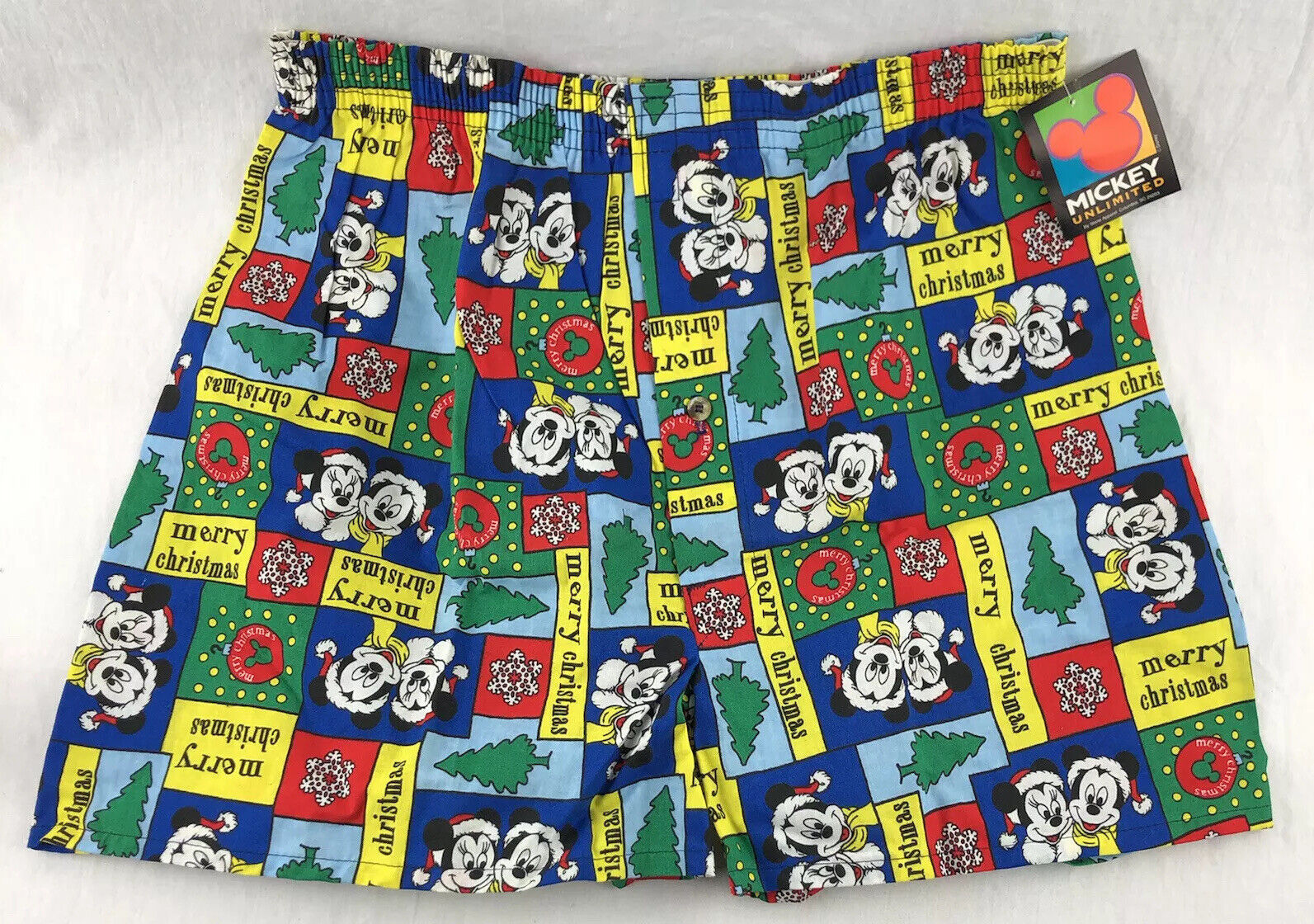 Mickey Unlimited Christmas Boxer Shorts Mickey Mouse Minnie Large USA NOS