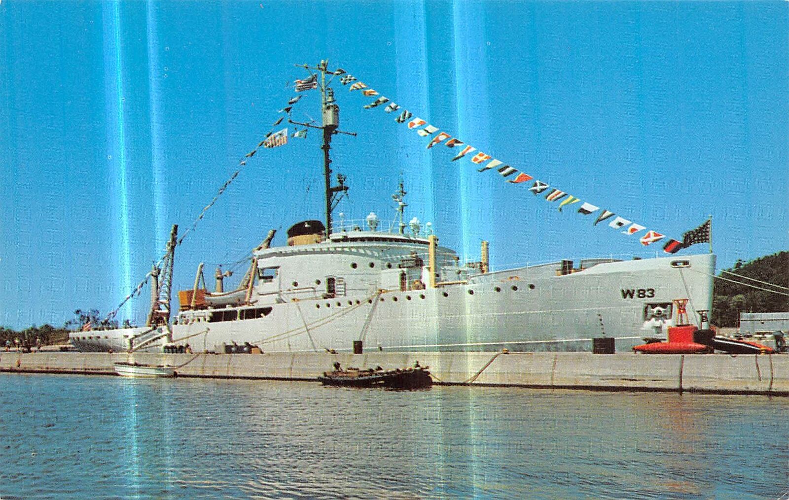 USCG Ice Breaker Mackinaw ship postcard Michigan Coast Guard