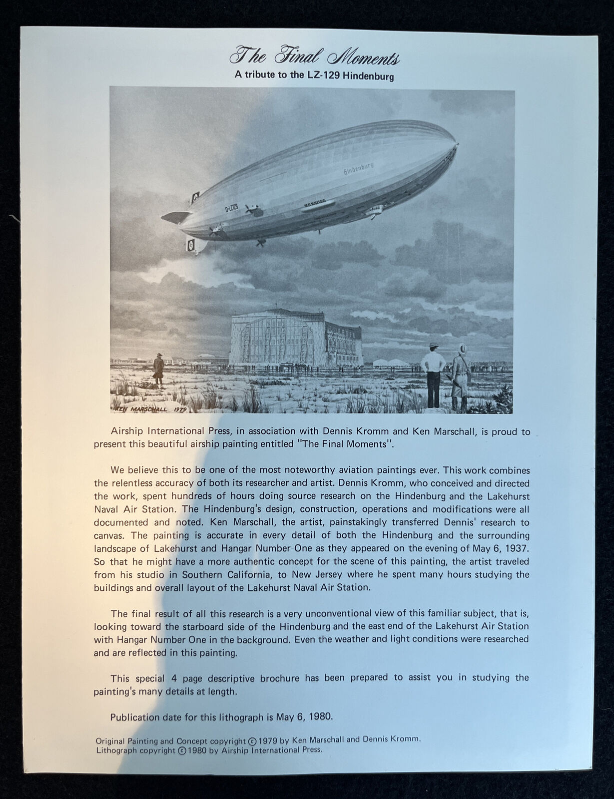 1980 “The Final Moment” LZ-129 Hindenburg (4) Page Pamphlet Brochure