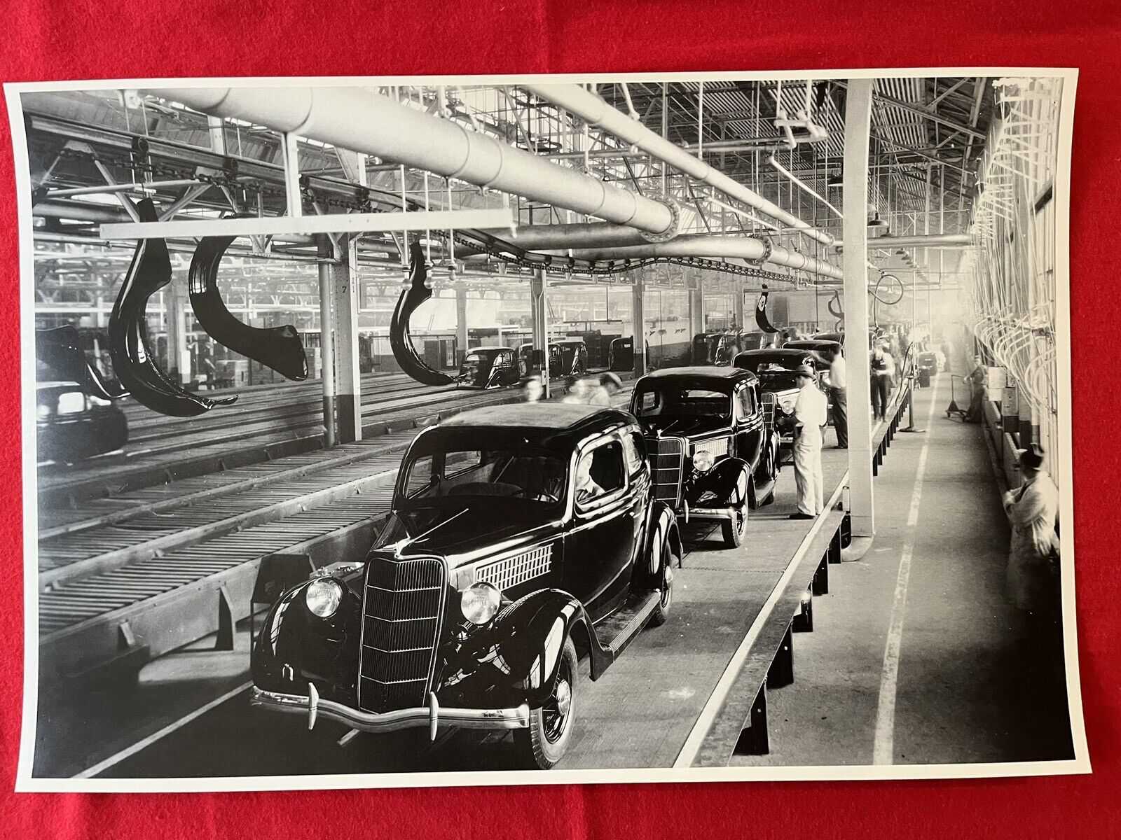 Large Vintage Car Picture. 1935 Ford Assembly line Picture. 12x18, B/W, 