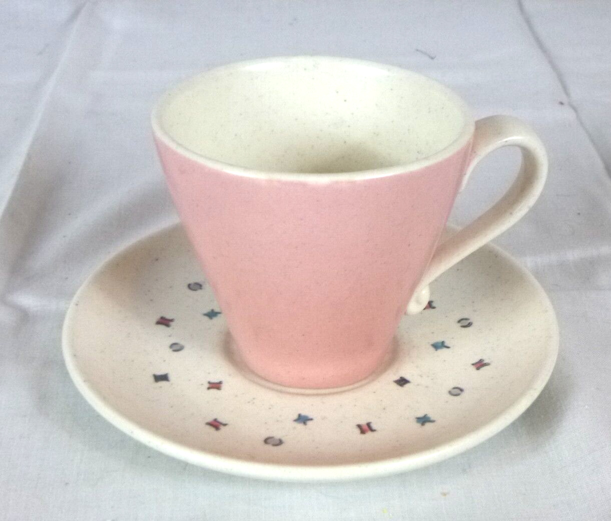 Vtg 50s Metlox Poppytrail California Confetti Pink Cup and Saucer Set NICE