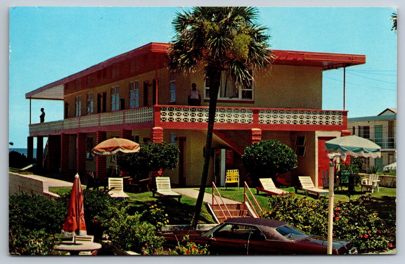 The Deauville Beach Motel  Daytona Beach Florida chrome Postcard